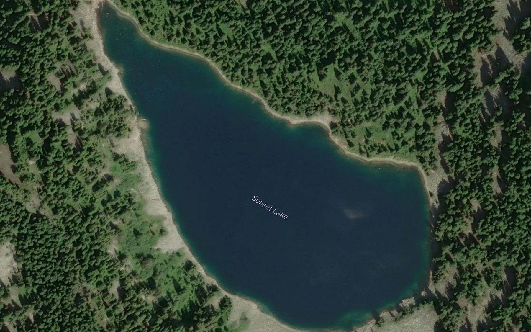 Satellite map of the Sunset Lake