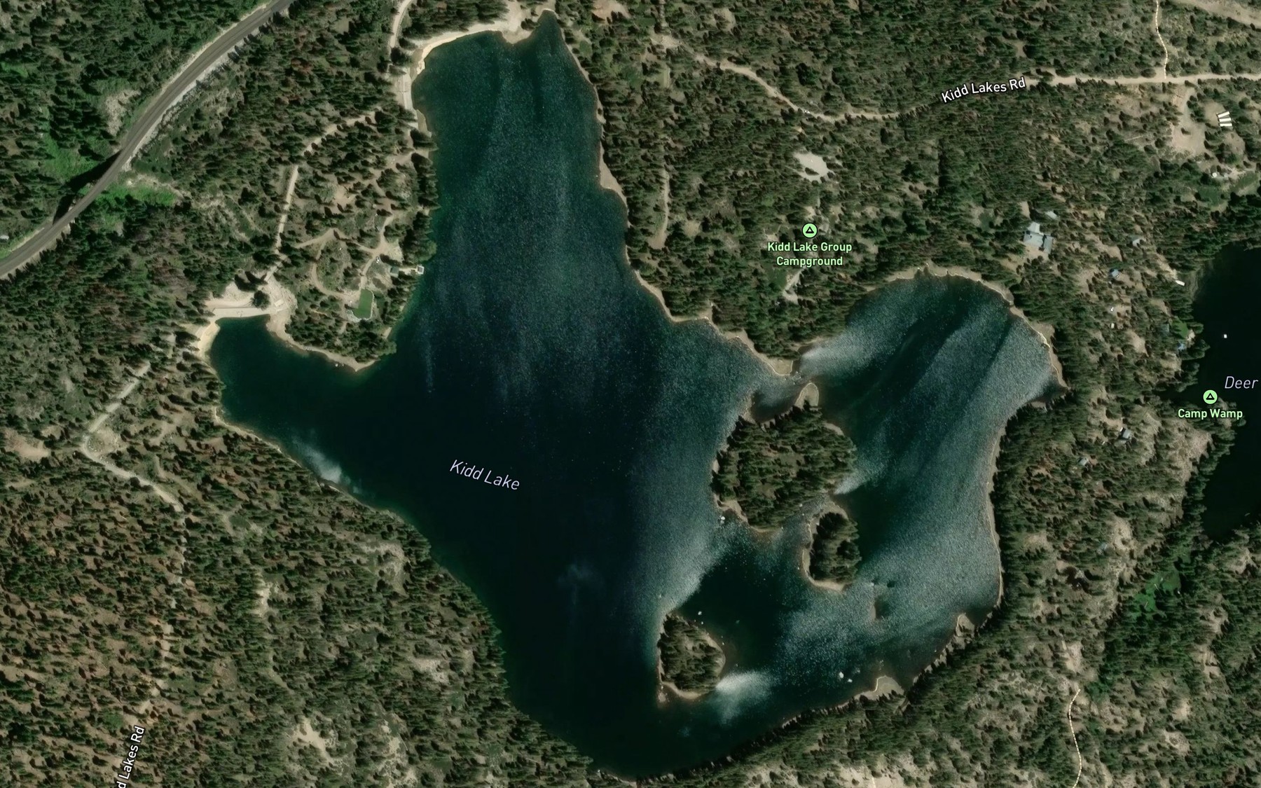 Satellite map of the Kidd Lake