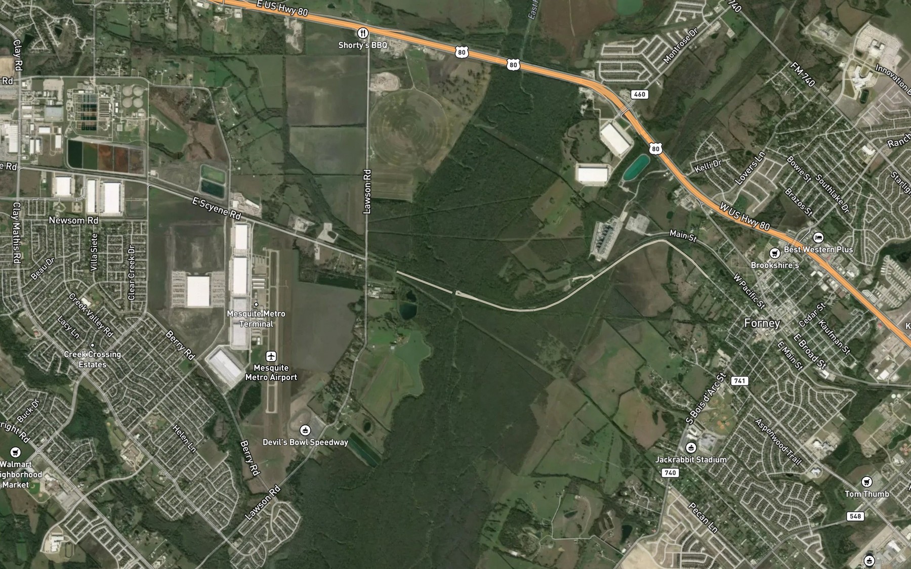 Satellite map of the Buffalo Creek