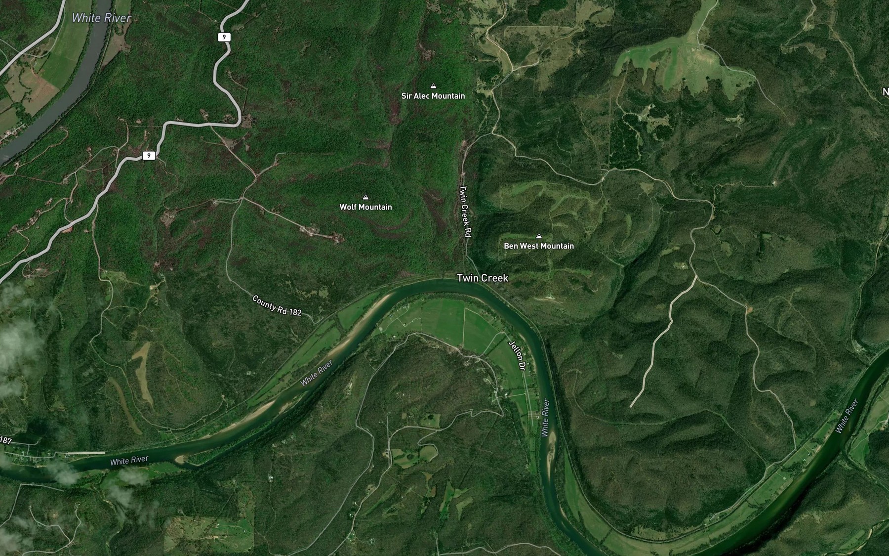 Satellite map of the West Twin Creek
