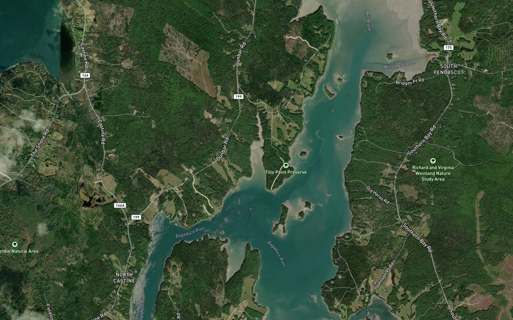 Satellite map of the Tills Cove