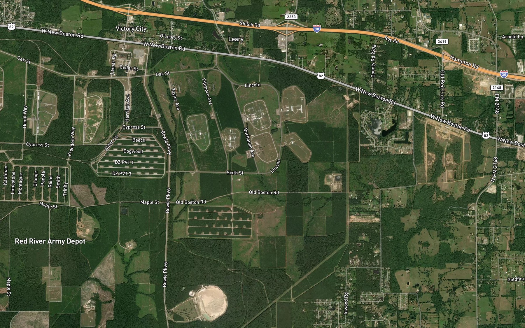 Satellite map of the Red Springs (historical)