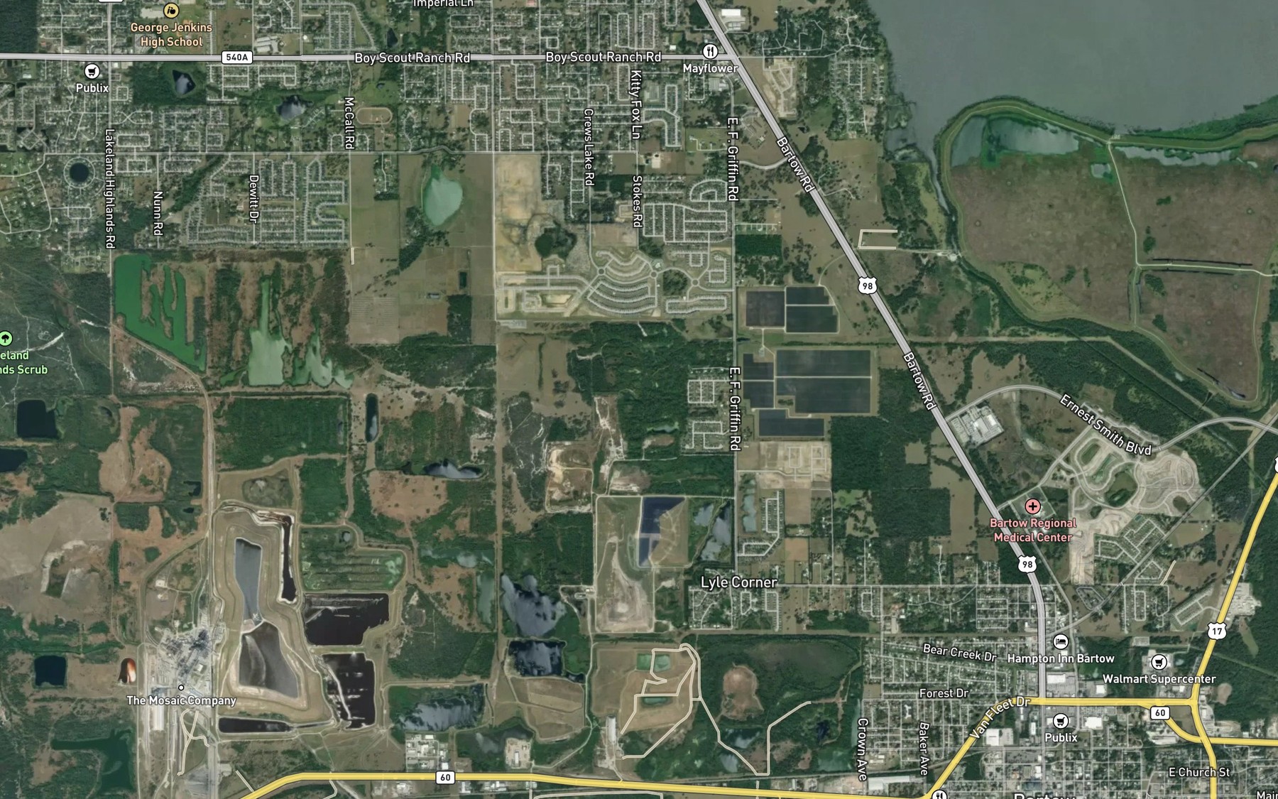 Satellite map of the Phyllis Lake