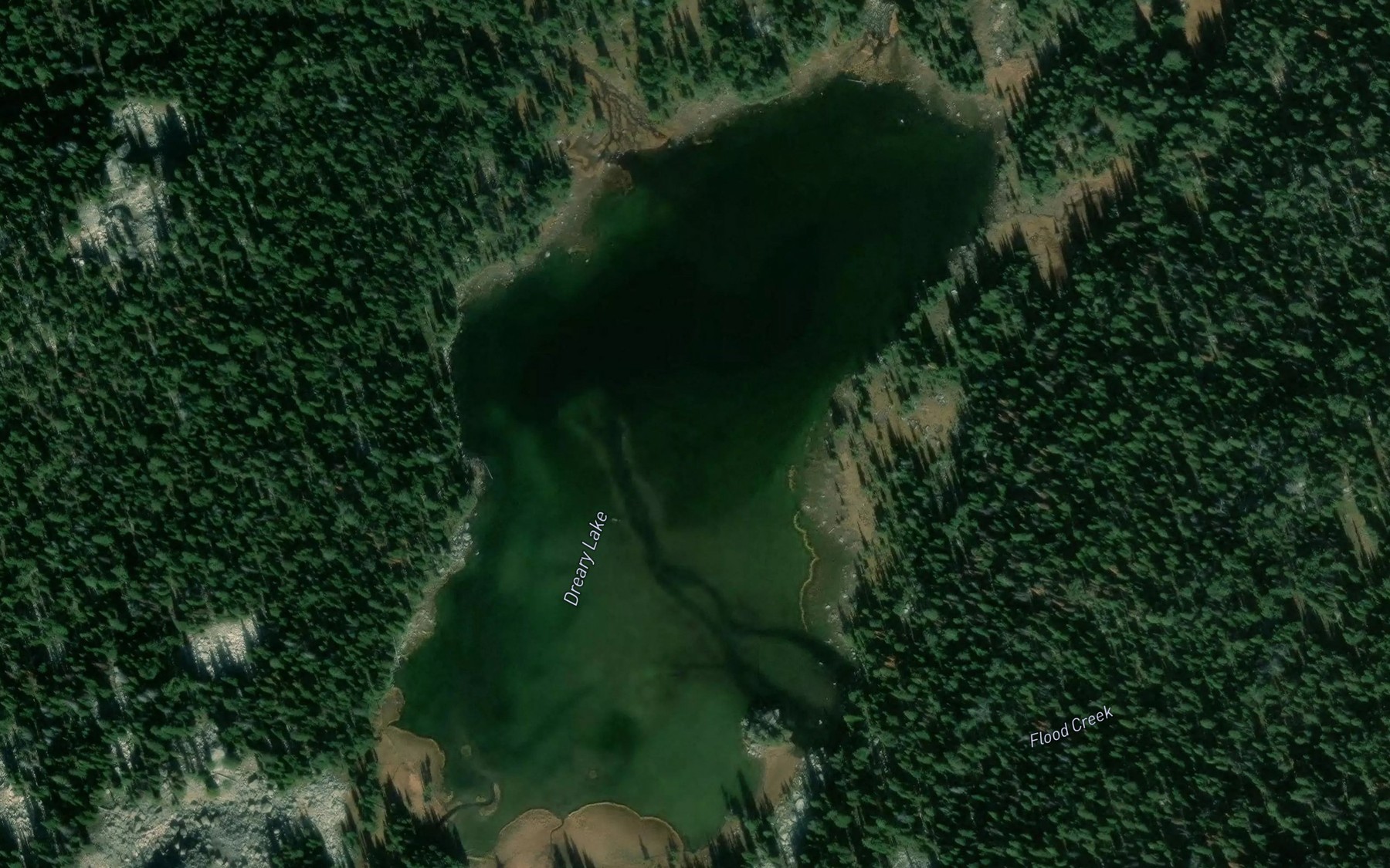 Satellite map of the Dreary Lake