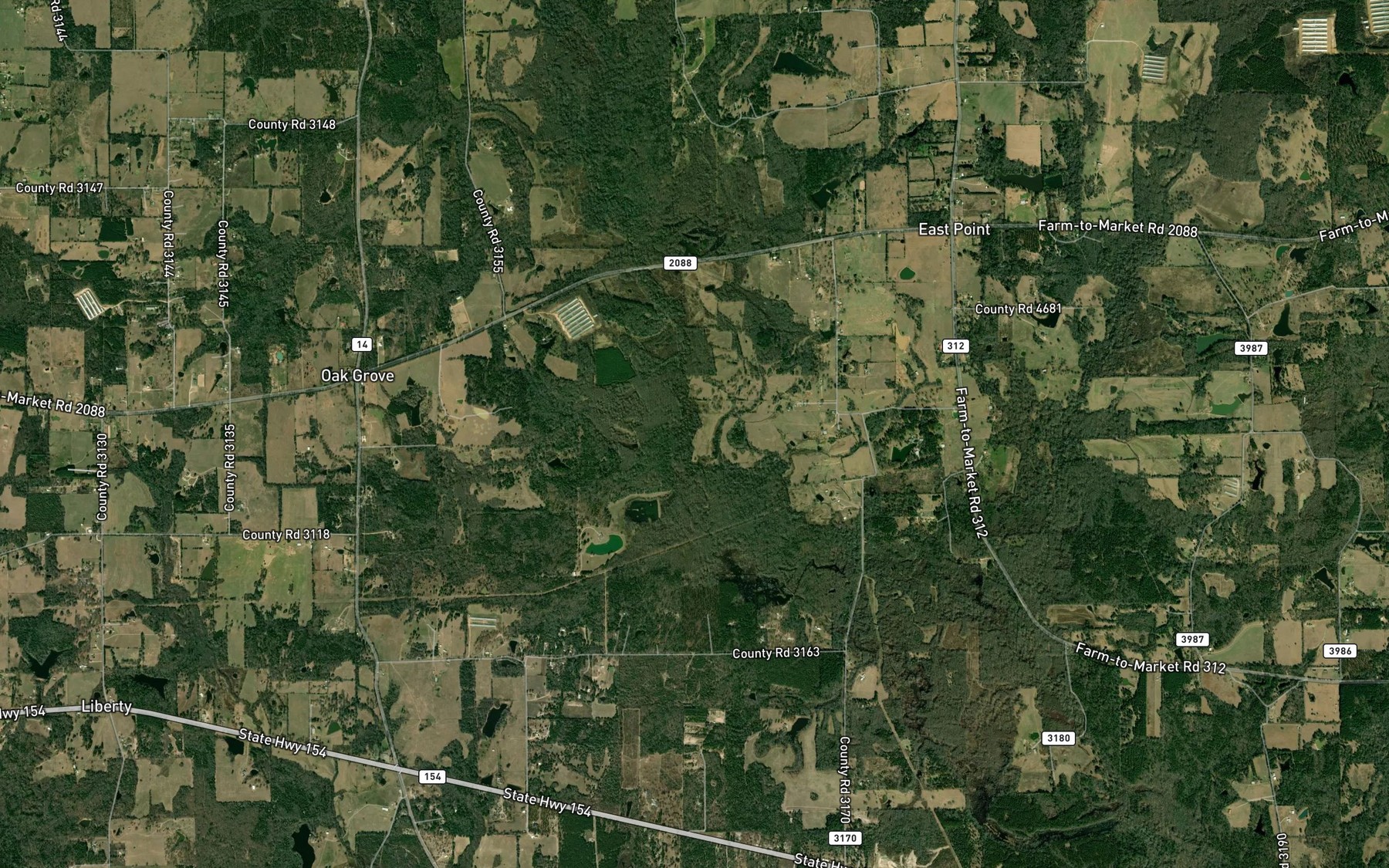 Satellite map of the Burleson Branch