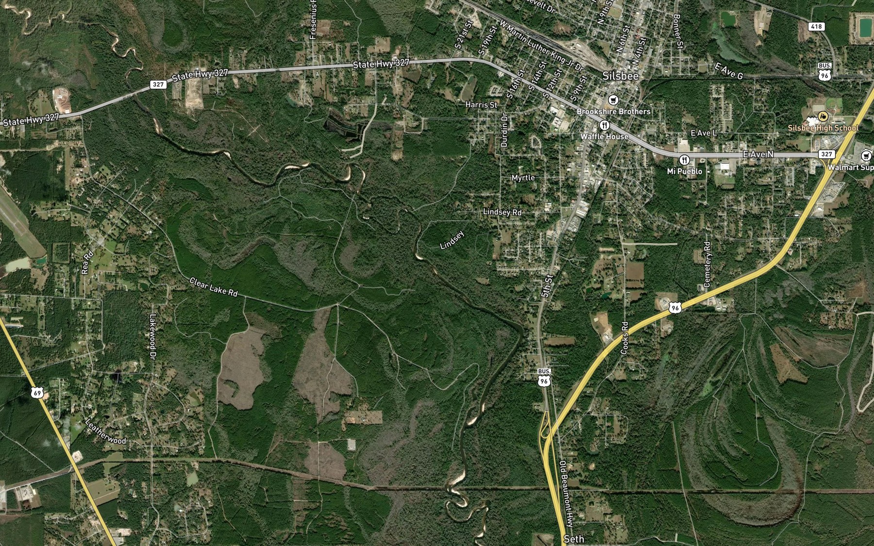 Satellite map of the Ellis Branch