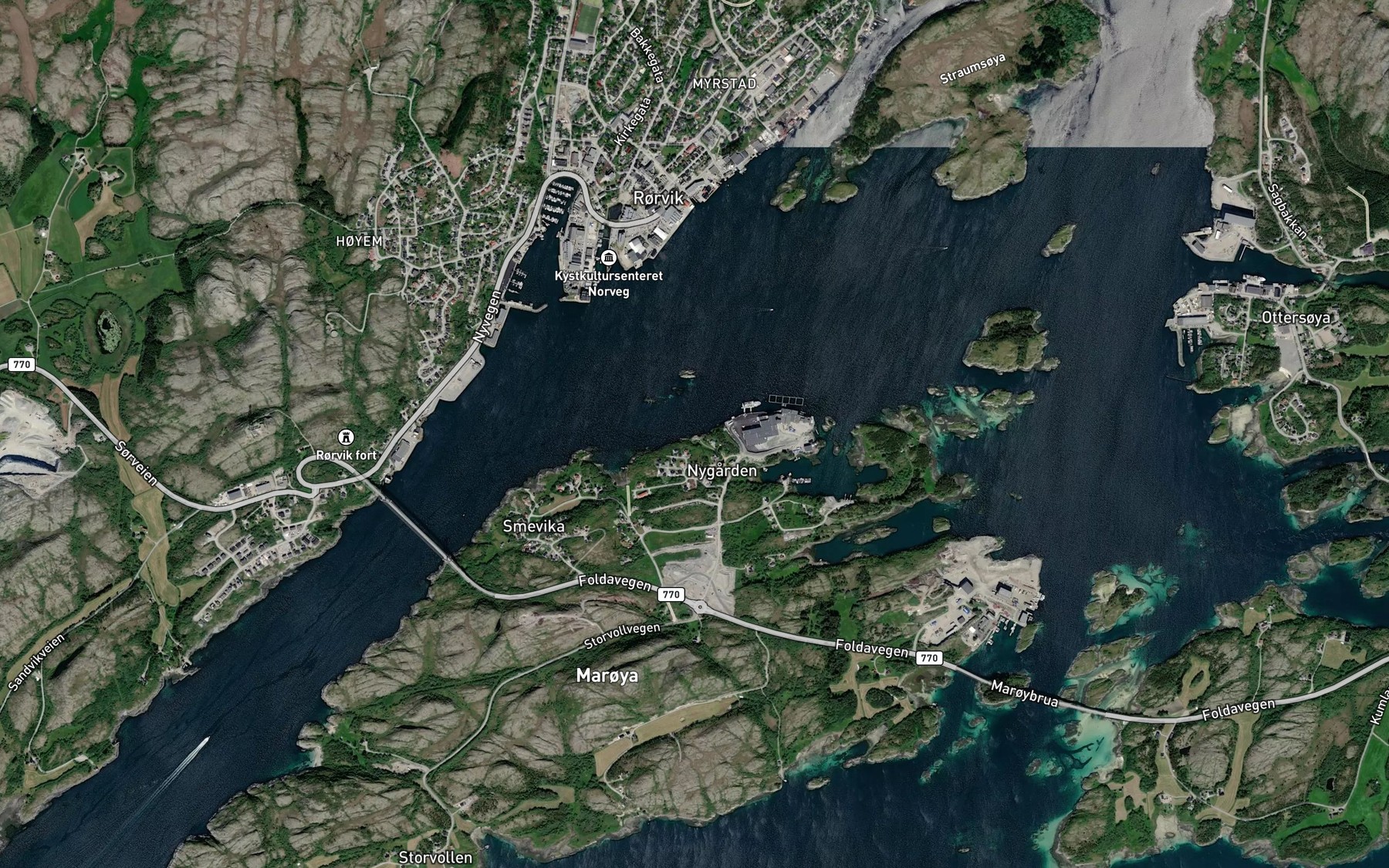 Satellite map of the Naustvika