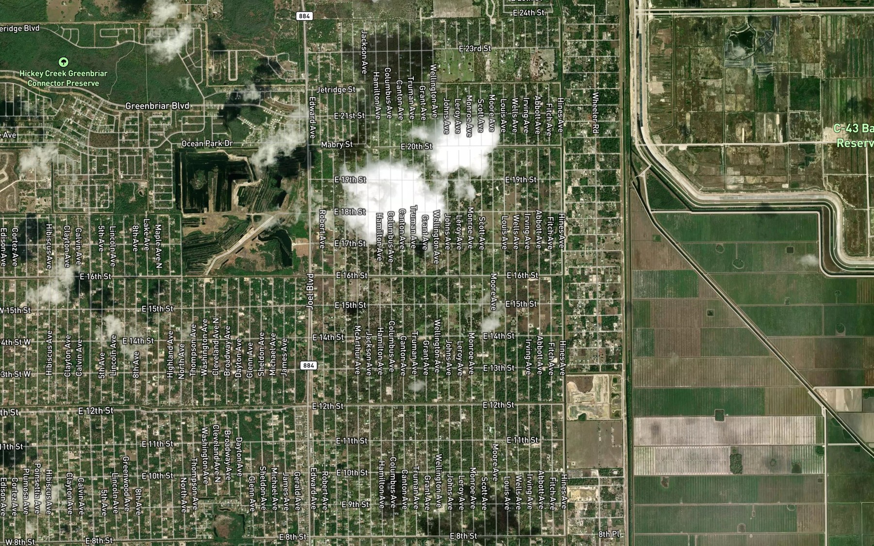 Satellite map of the East Easy Canal