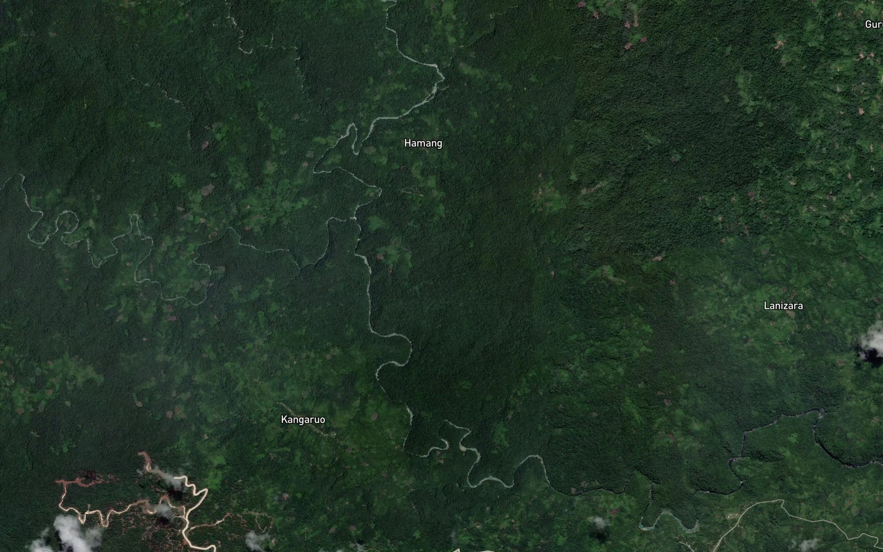 Satellite map of the Mape River