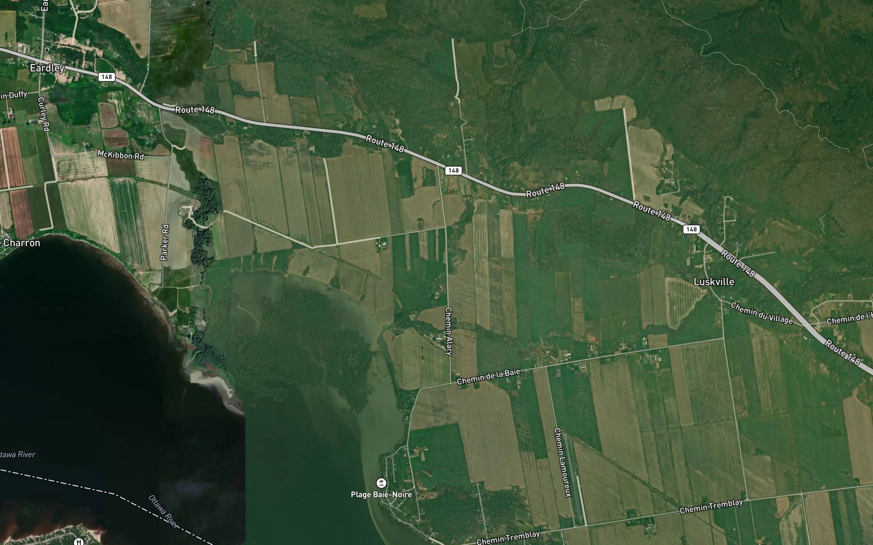 Satellite map of the Crique a Chartrand