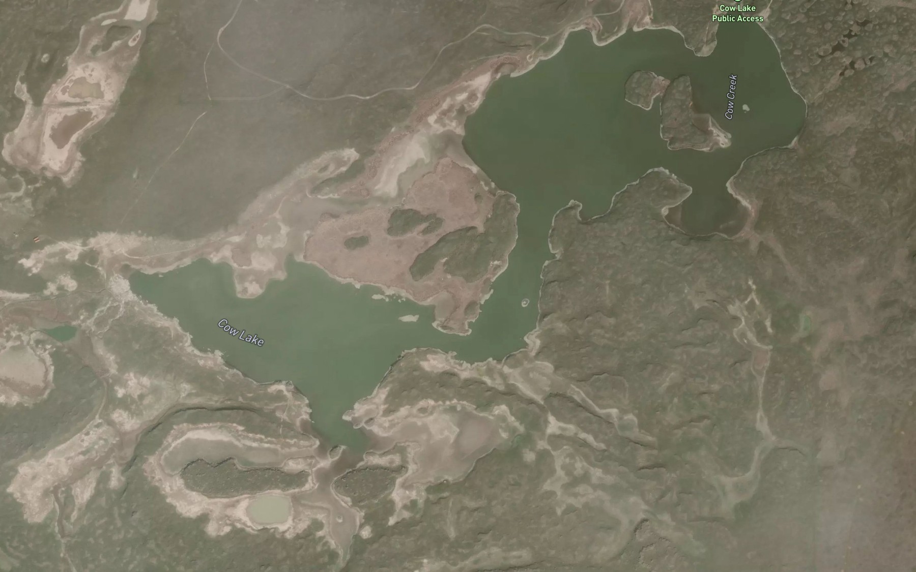 Satellite map of the Cow Lake