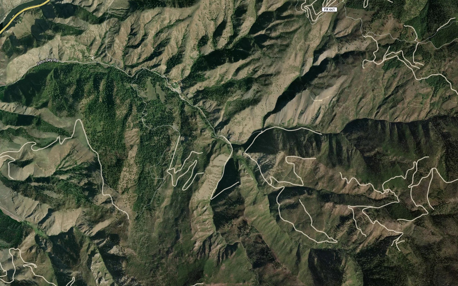 Satellite map of the East Fork John Day Creek