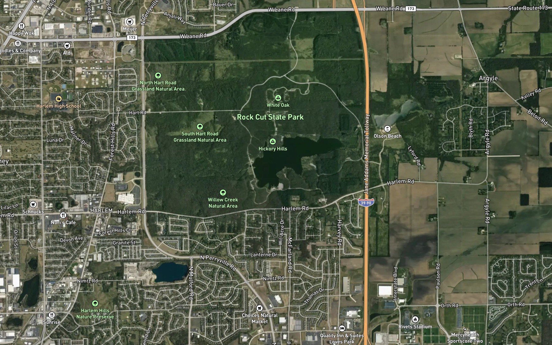 Satellite map of the Spot 10
