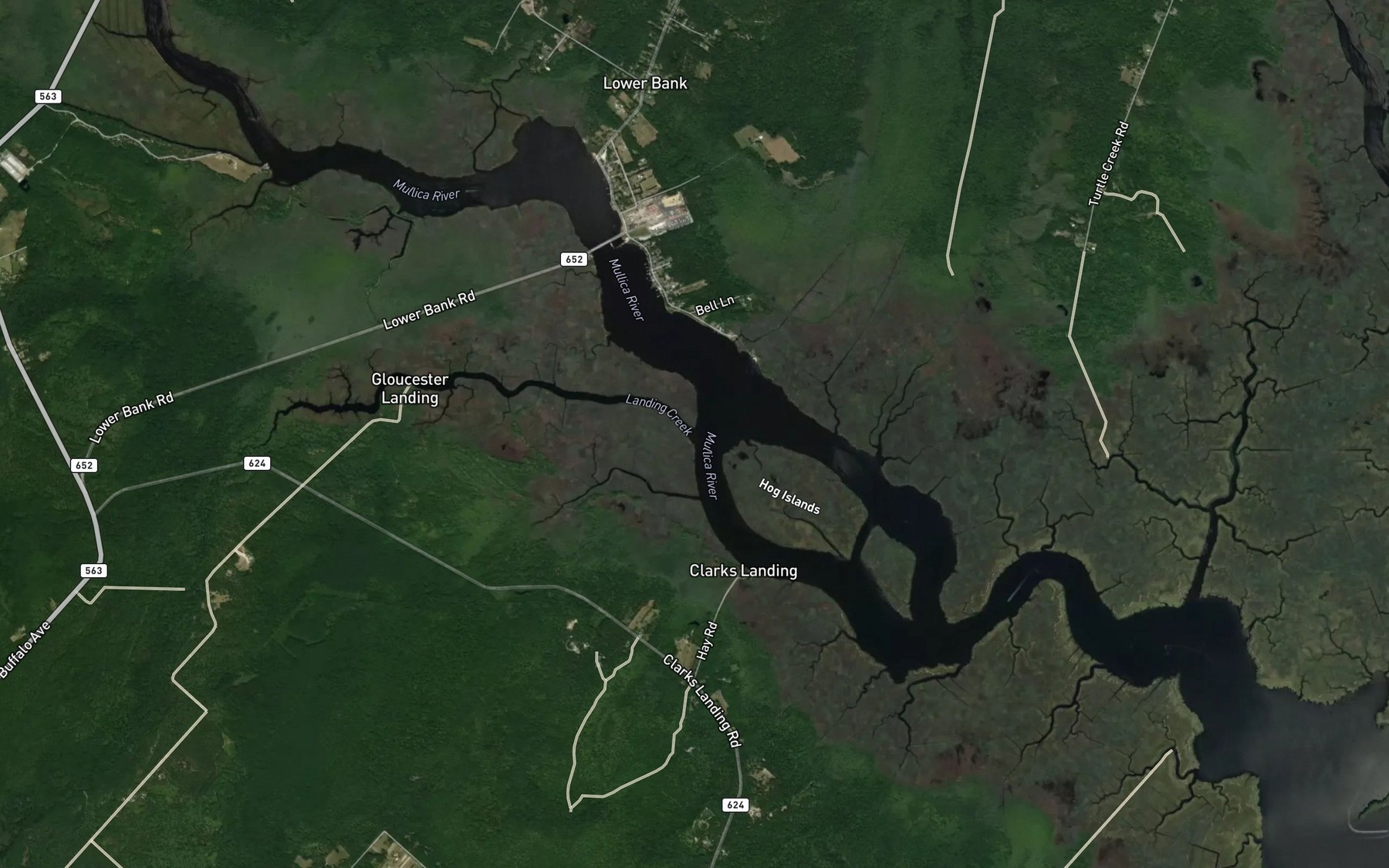 Satellite map of the Landing Creek