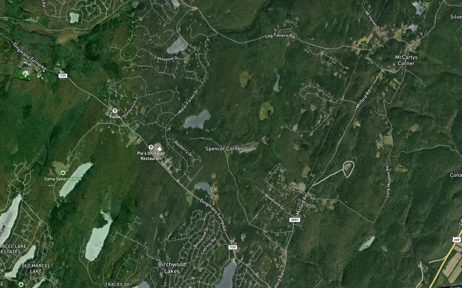 Satellite map of the Adams Brook Reservoir