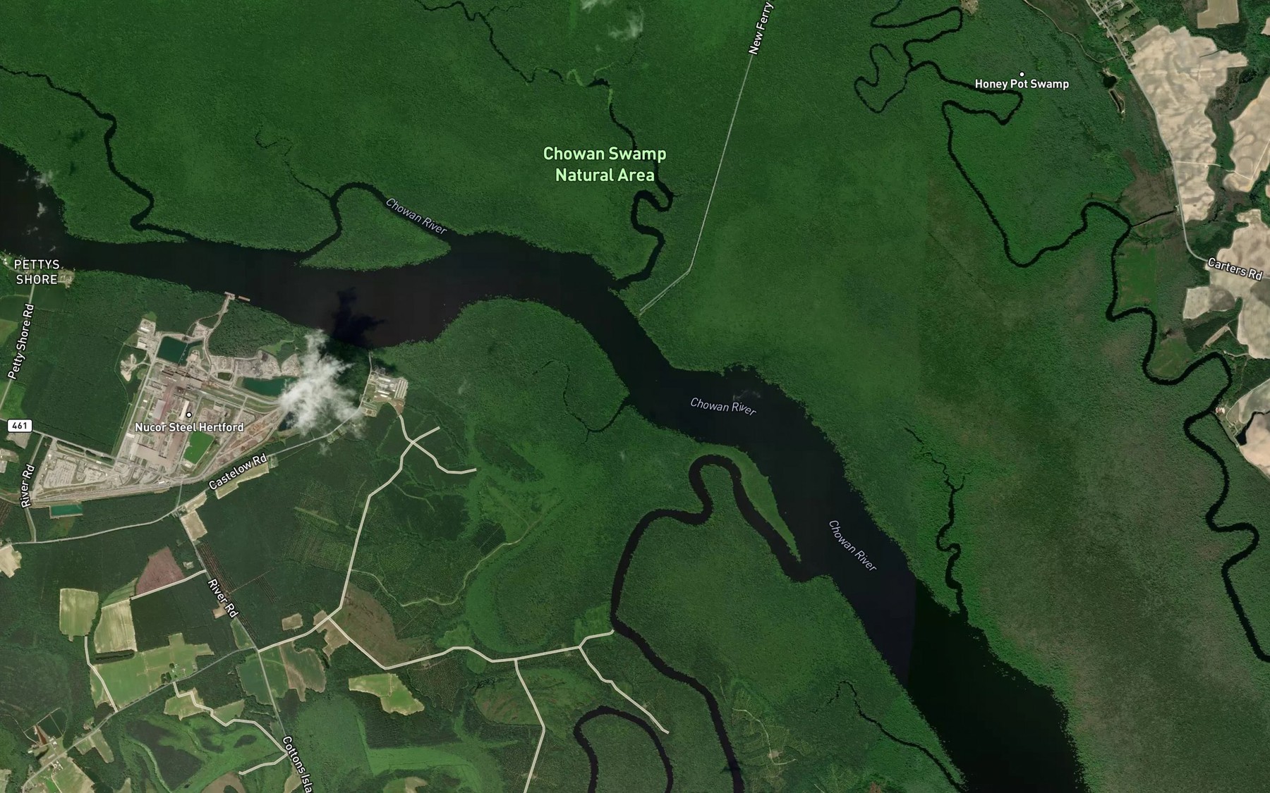 Satellite map of the Hodges Creek