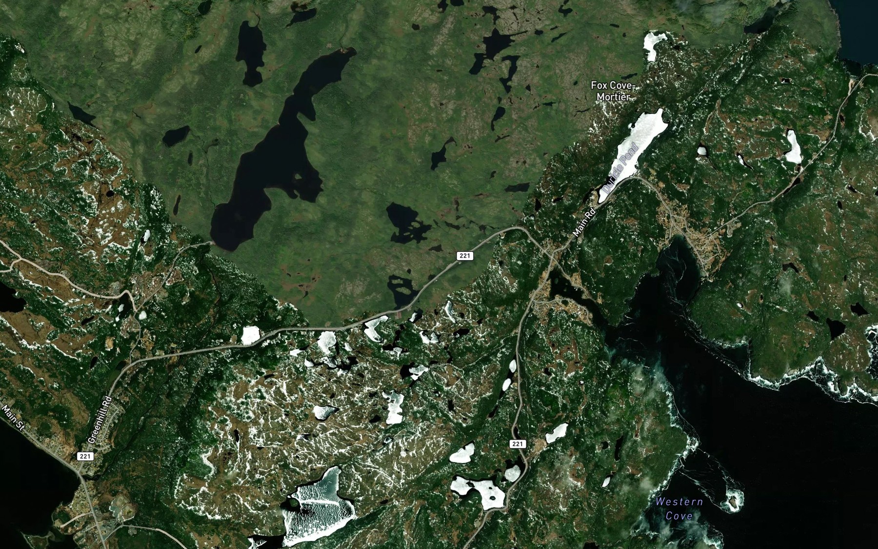 Satellite map of the Kennedys Pond