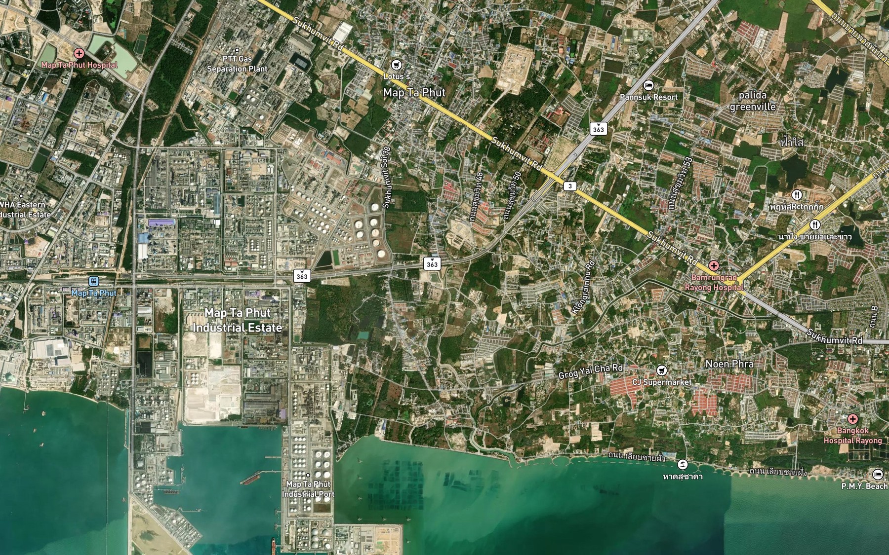 Satellite map of the Khlong Nam Cha
