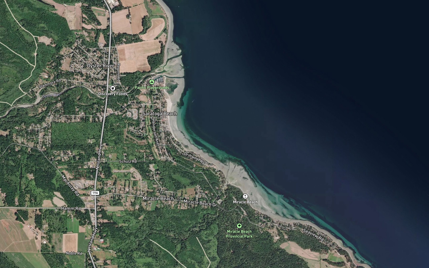 Satellite map of the Elma Bay