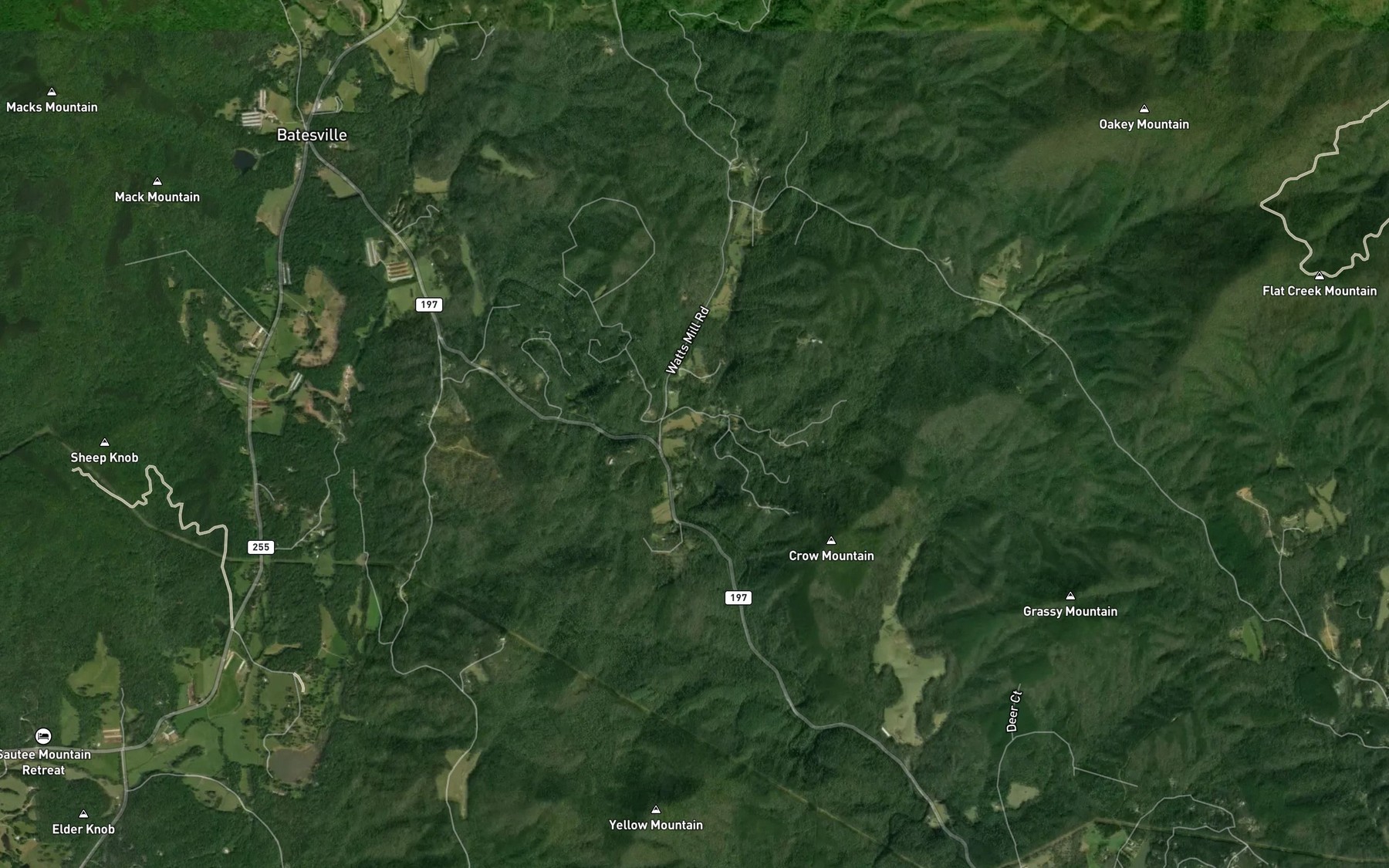 Satellite map of the Oakey Creek