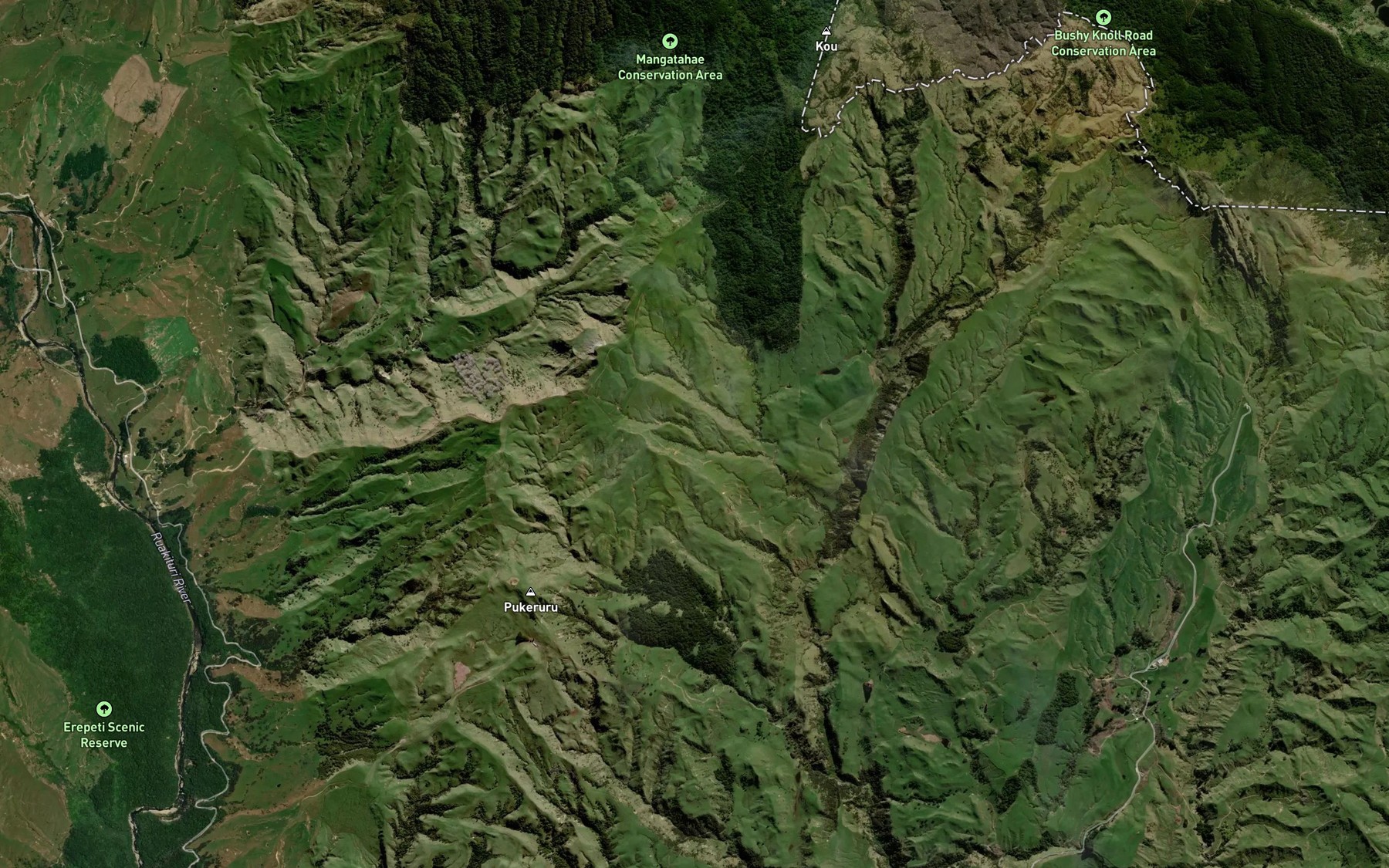 Satellite map of the Moutotara Stream