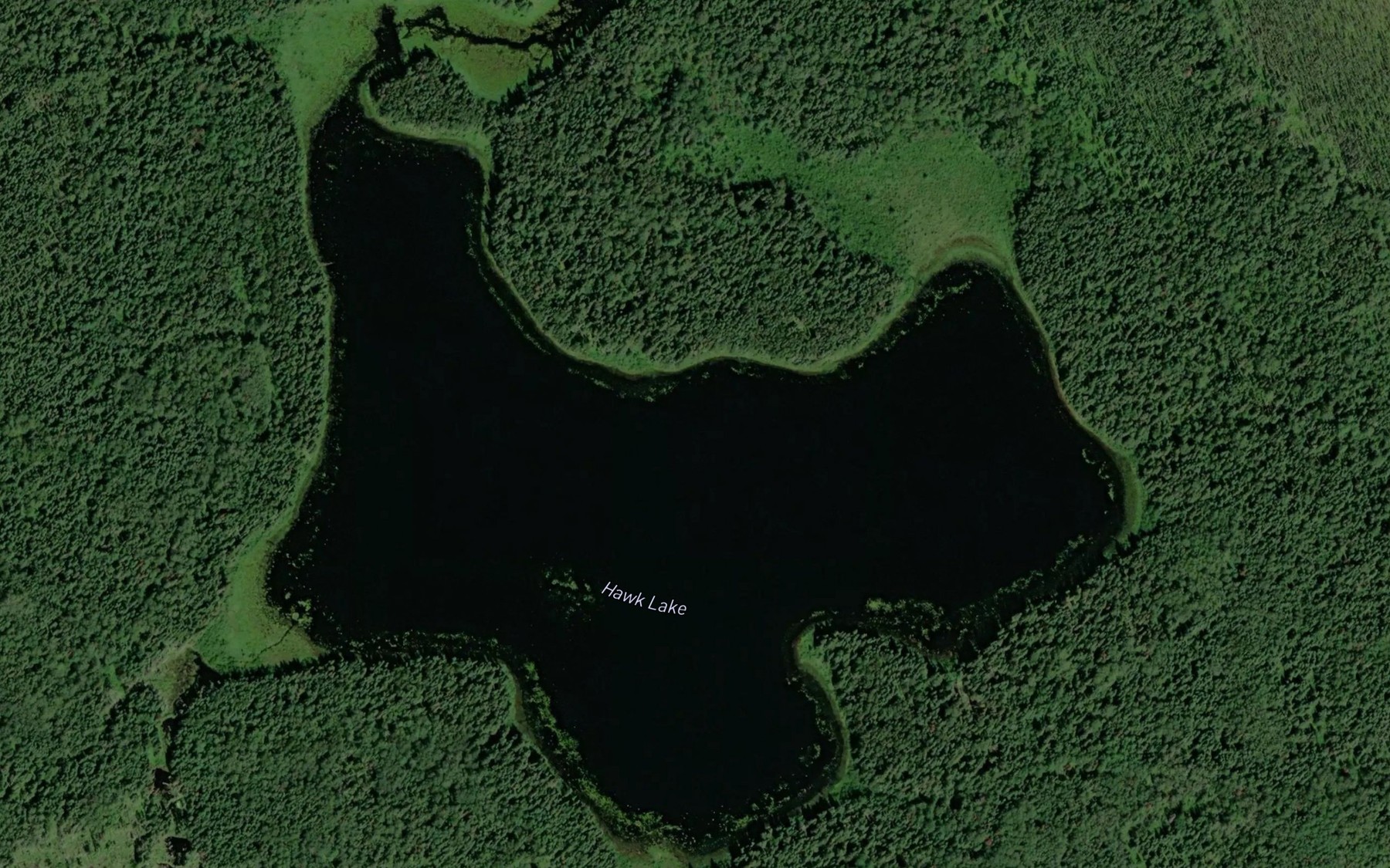Satellite map of the Hawk Lake
