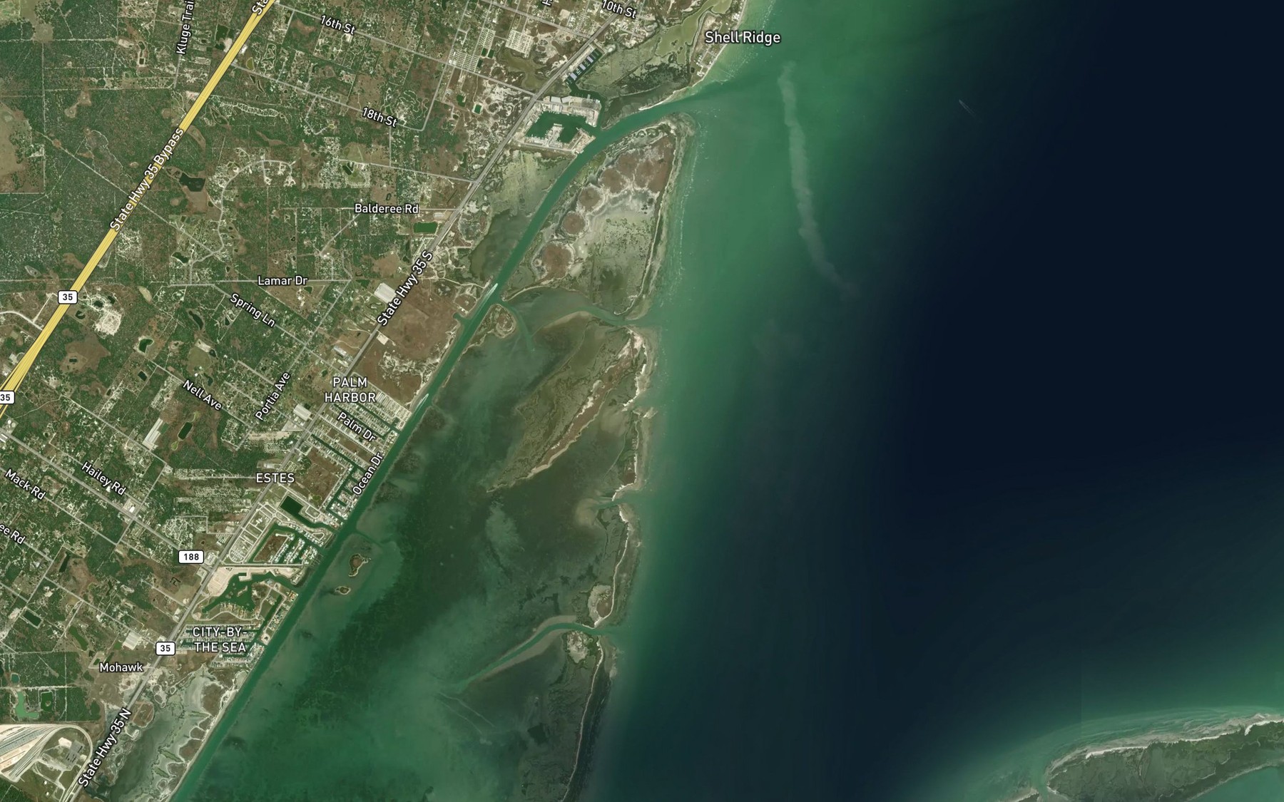 Satellite map of the Trout Bayou