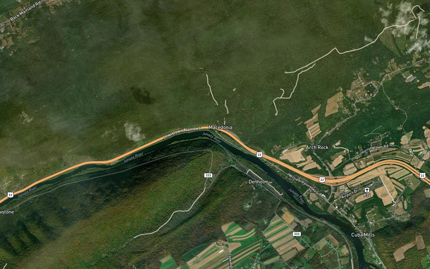 Satellite map of the Macedonia Run