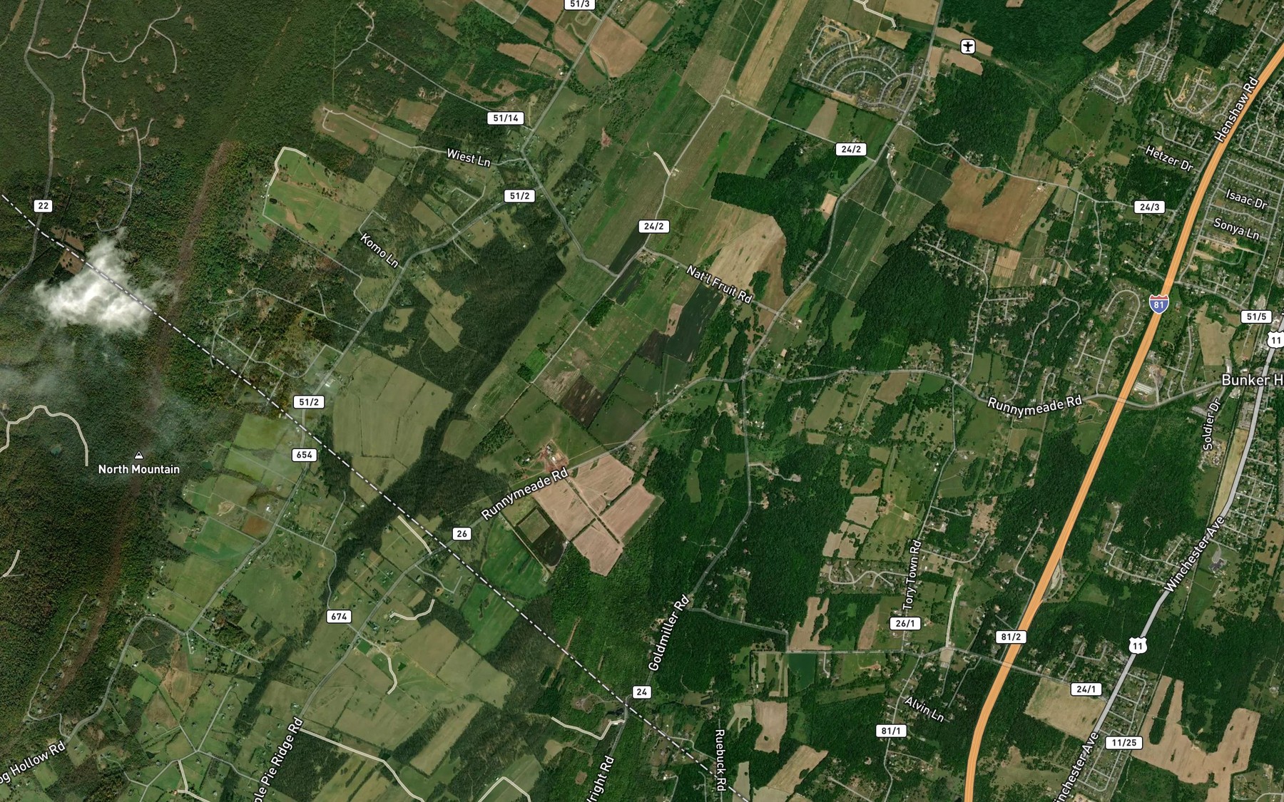 Satellite map of the Cool Spring