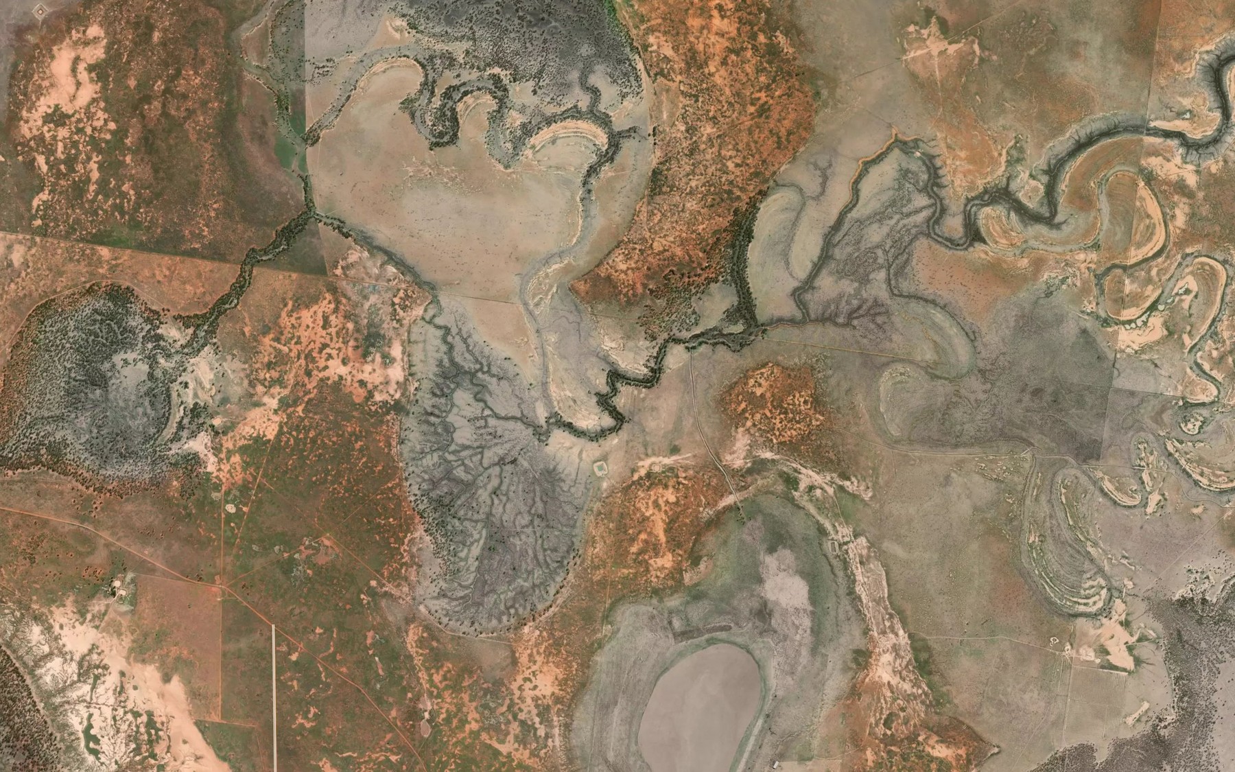 Satellite map of the Willandra Anabranch