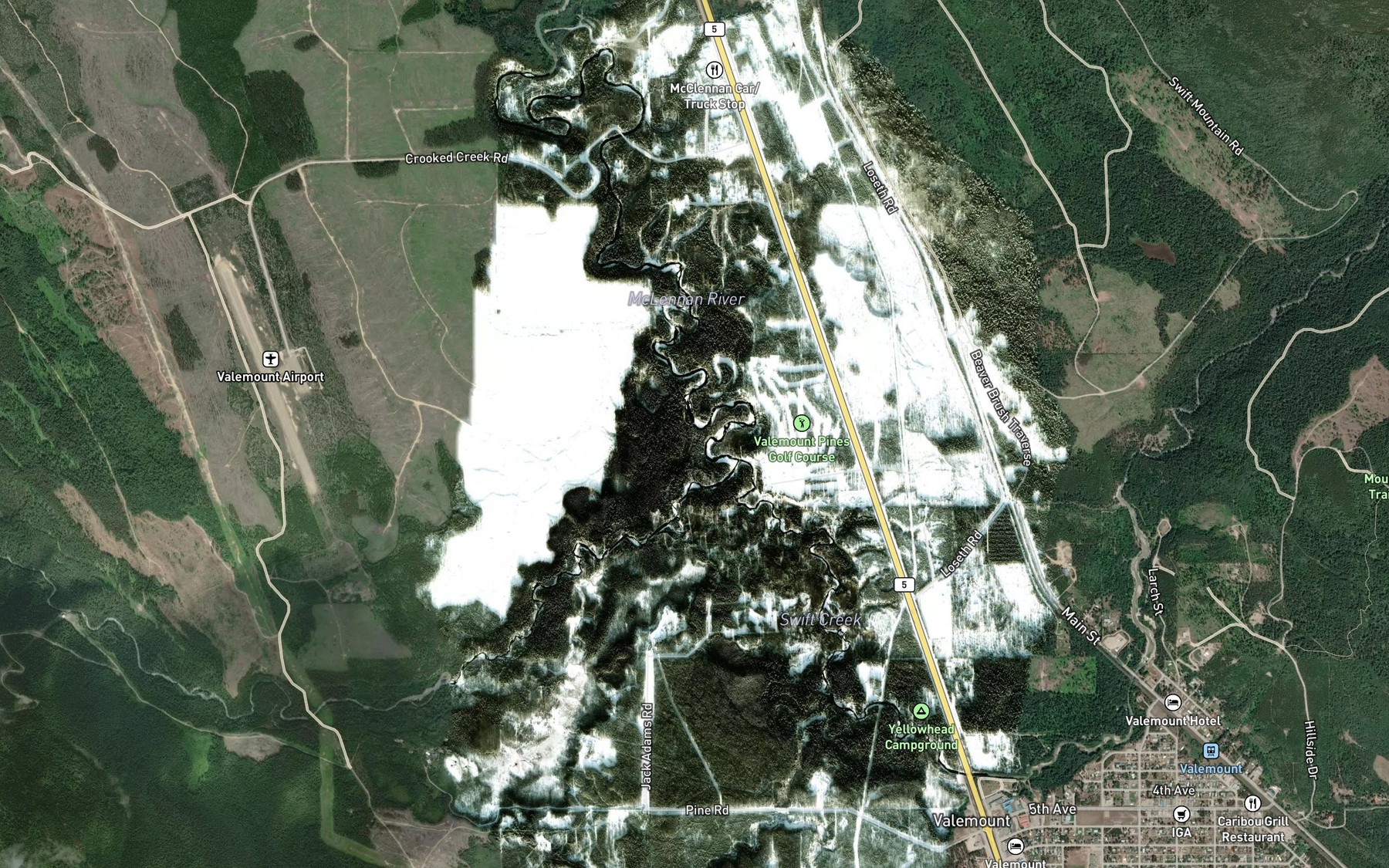 Satellite map of the Swift Creek