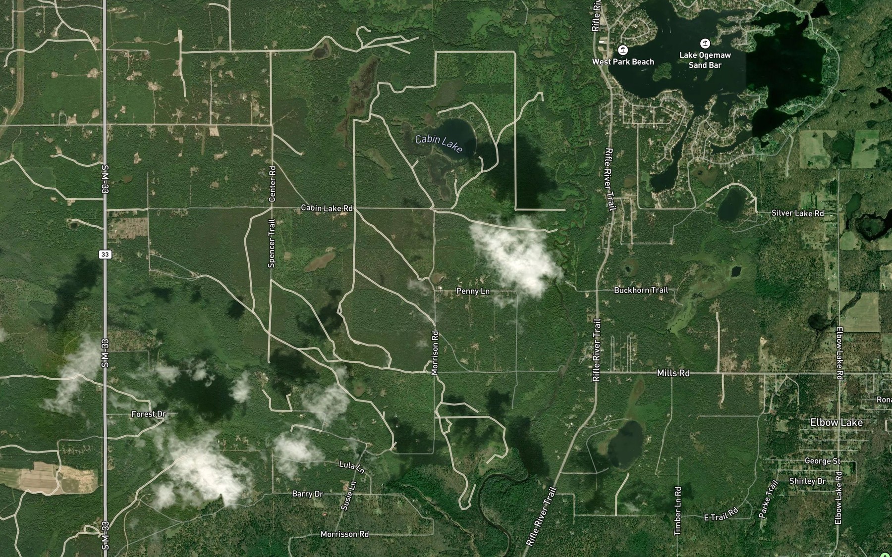 Satellite map of the Grass Lake