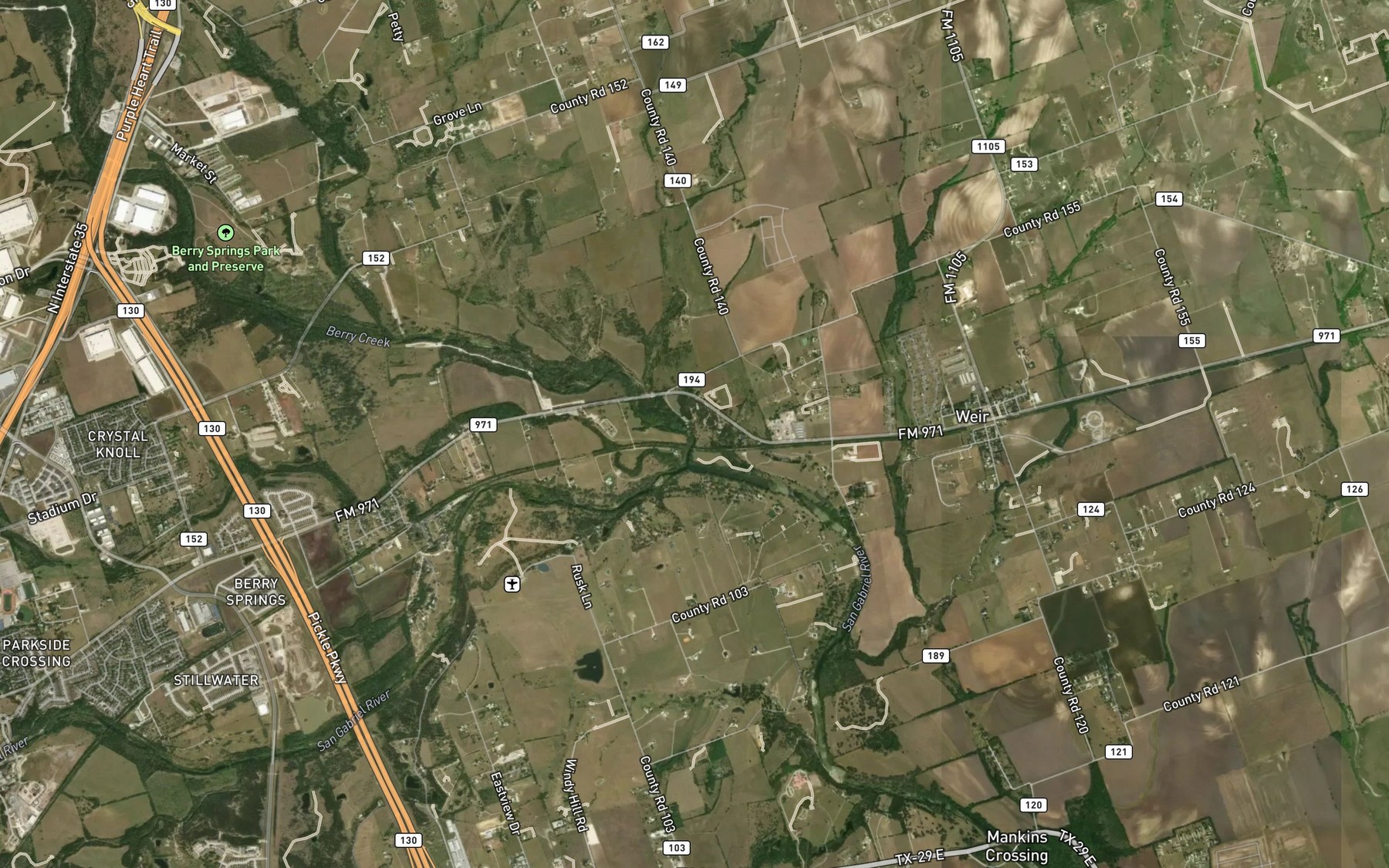 Satellite map of the Ranger Branch