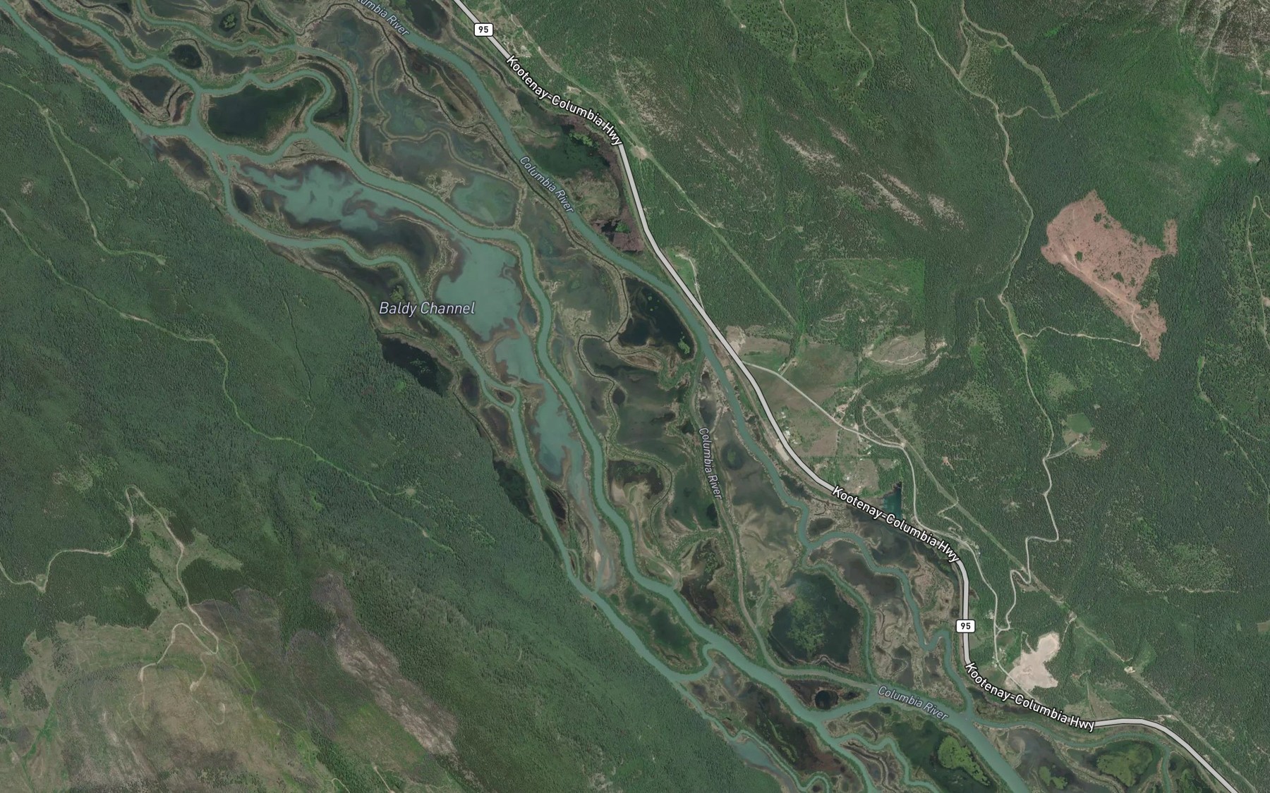 Satellite map of the Hotsprings Channel