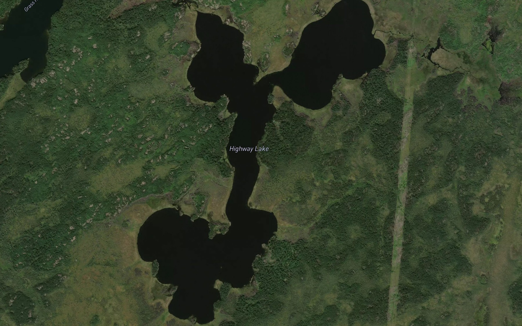 Satellite map of the Highway Lake