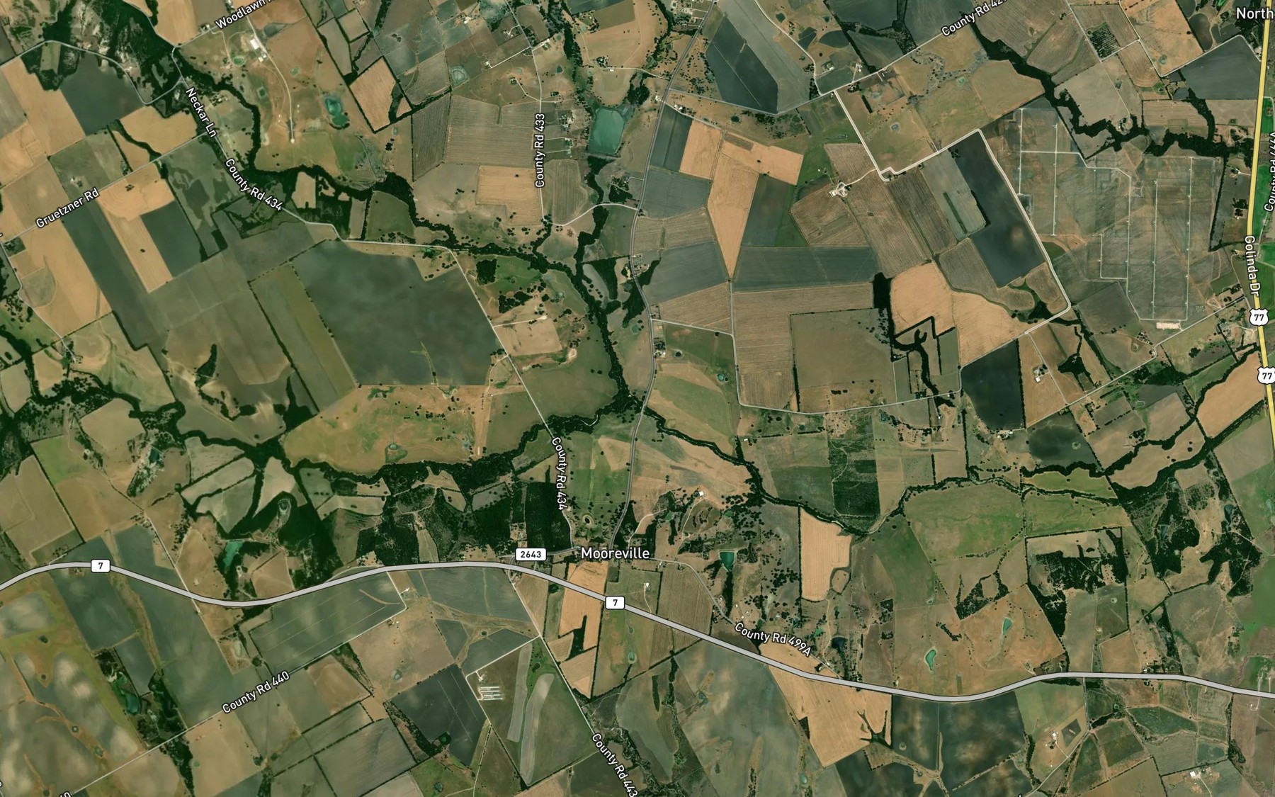 Satellite map of the North Cow Bayou