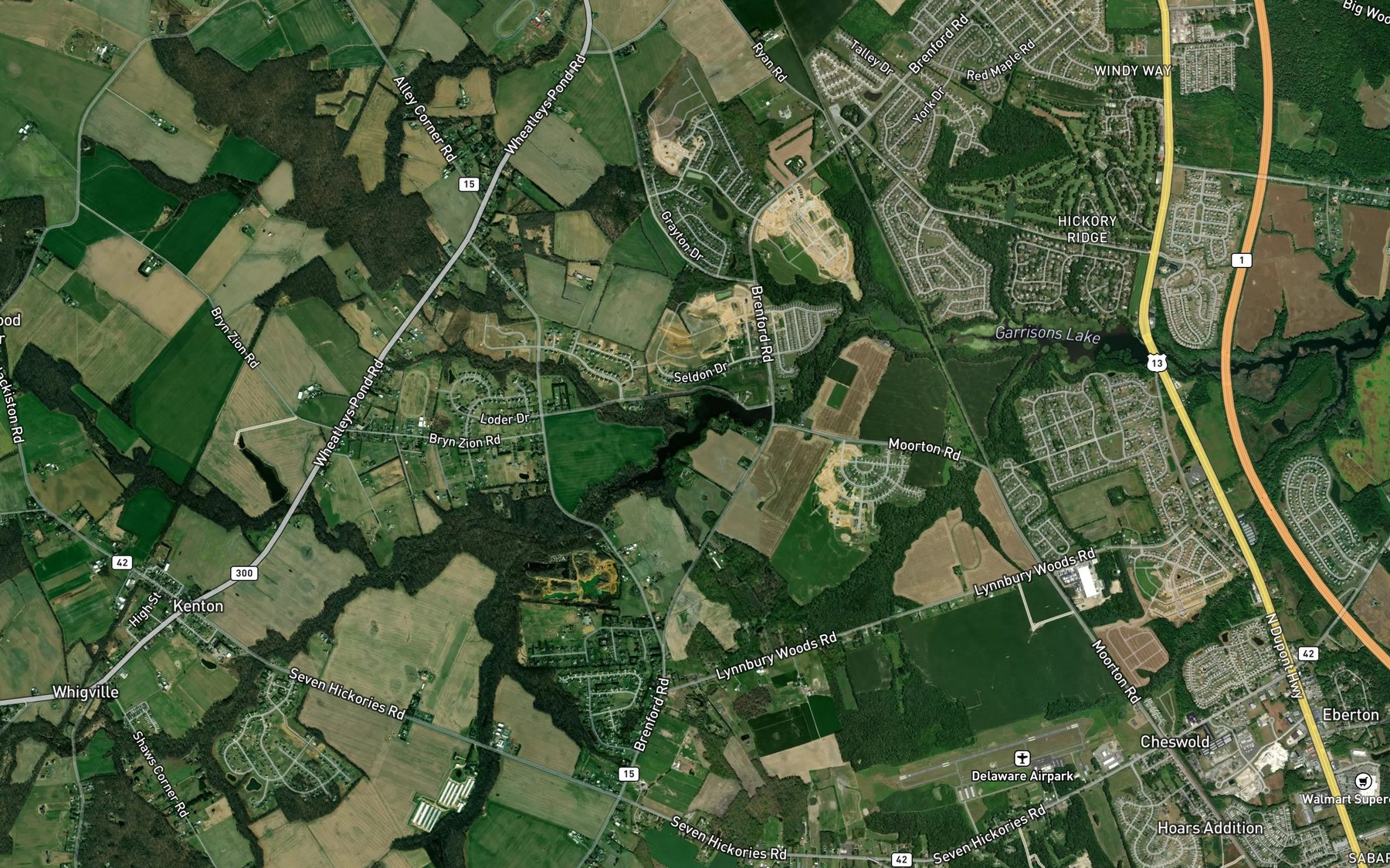 Satellite map of the Masseys Millpond