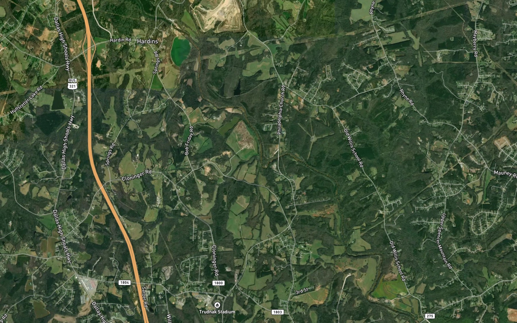 Satellite map of the Coley Creek