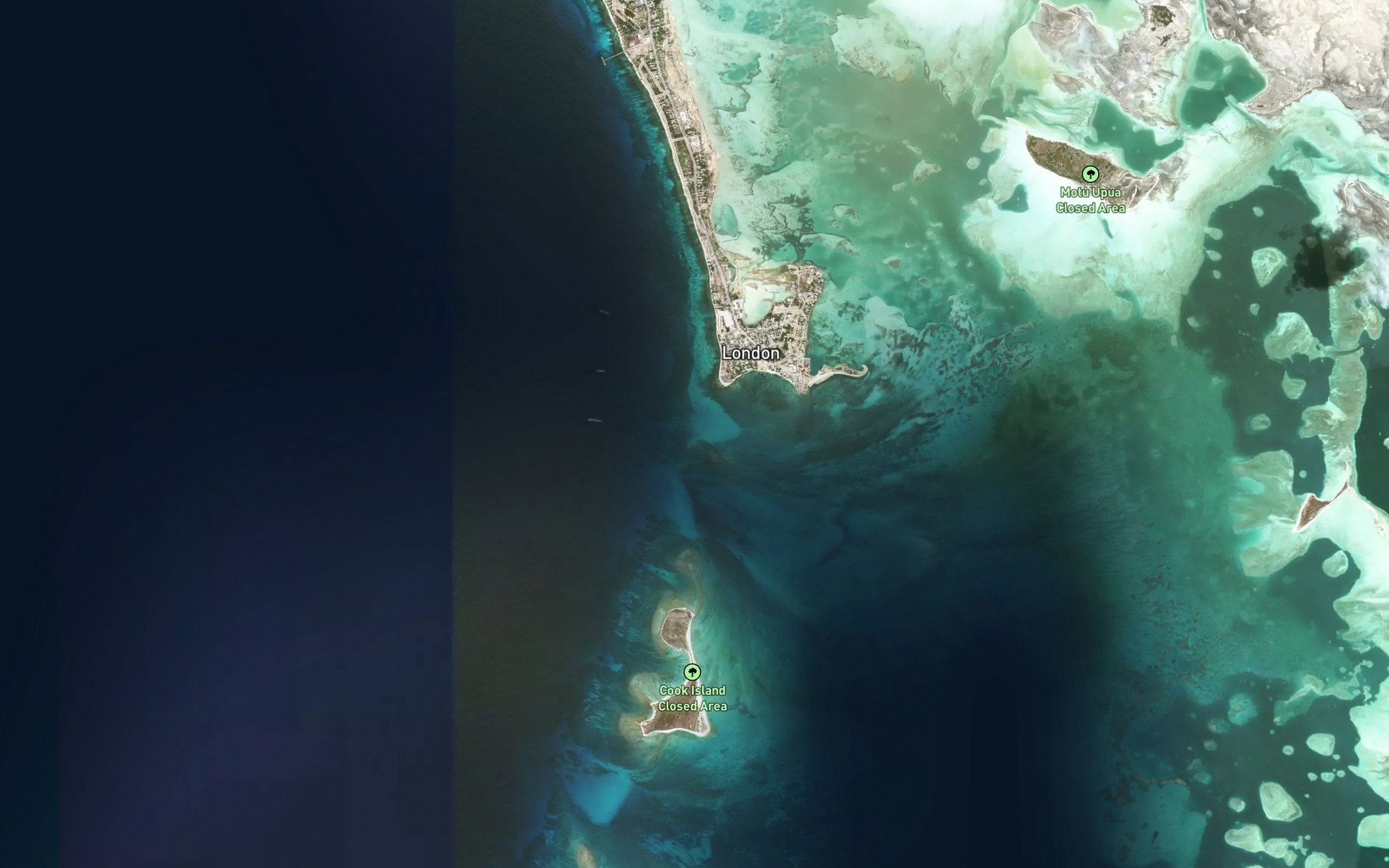 Satellite map of the Cook Island Passage
