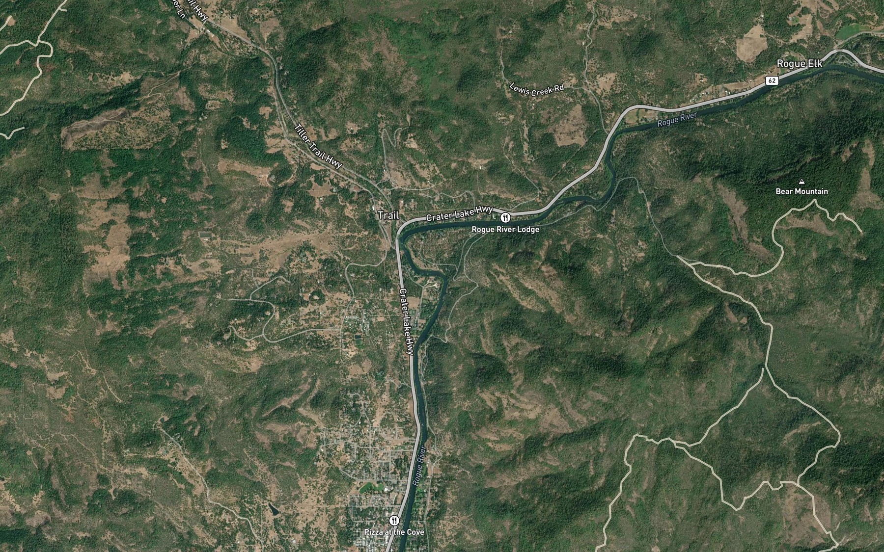 Satellite map of the Cricket Creek