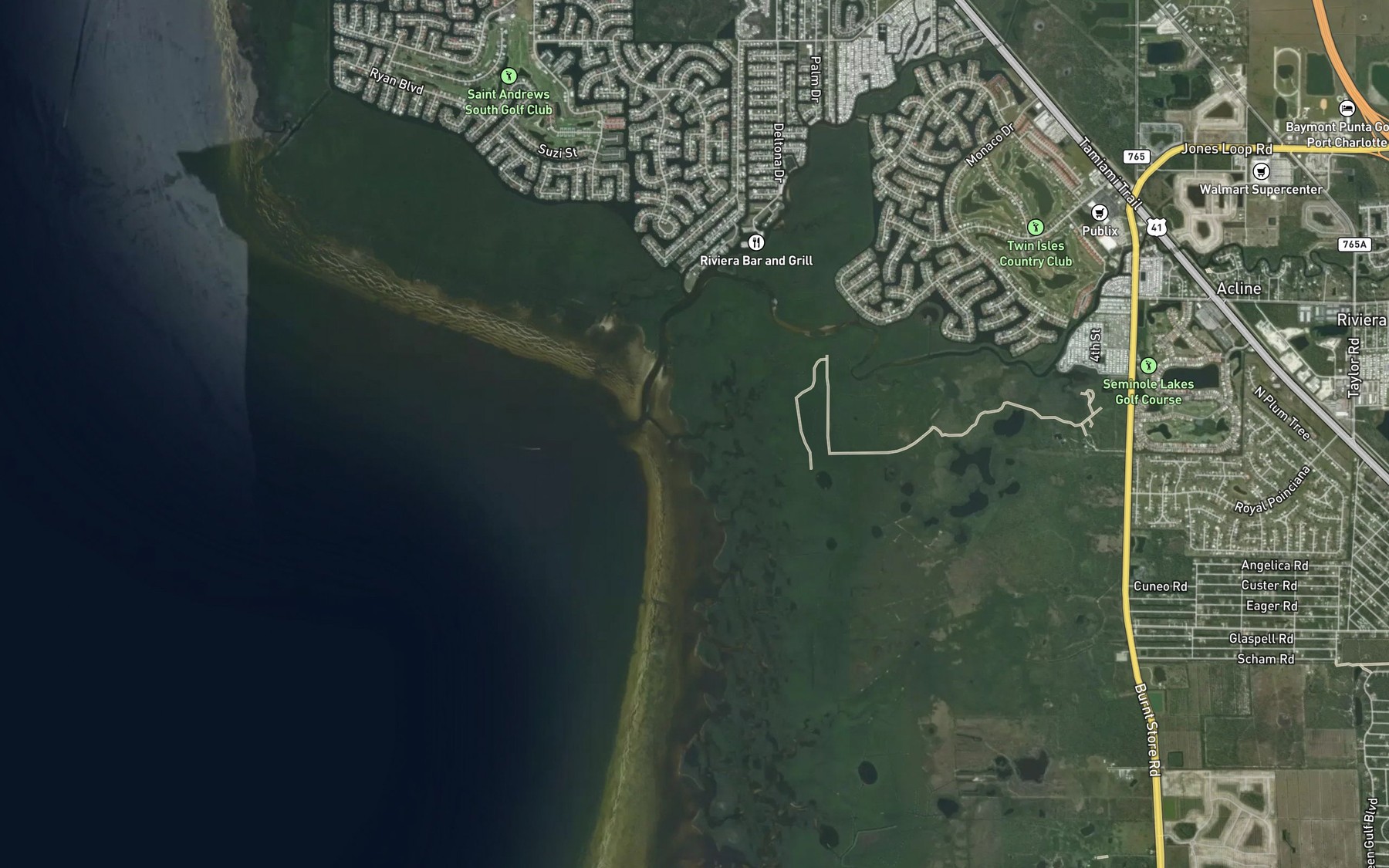 Satellite map of the Rock Creek