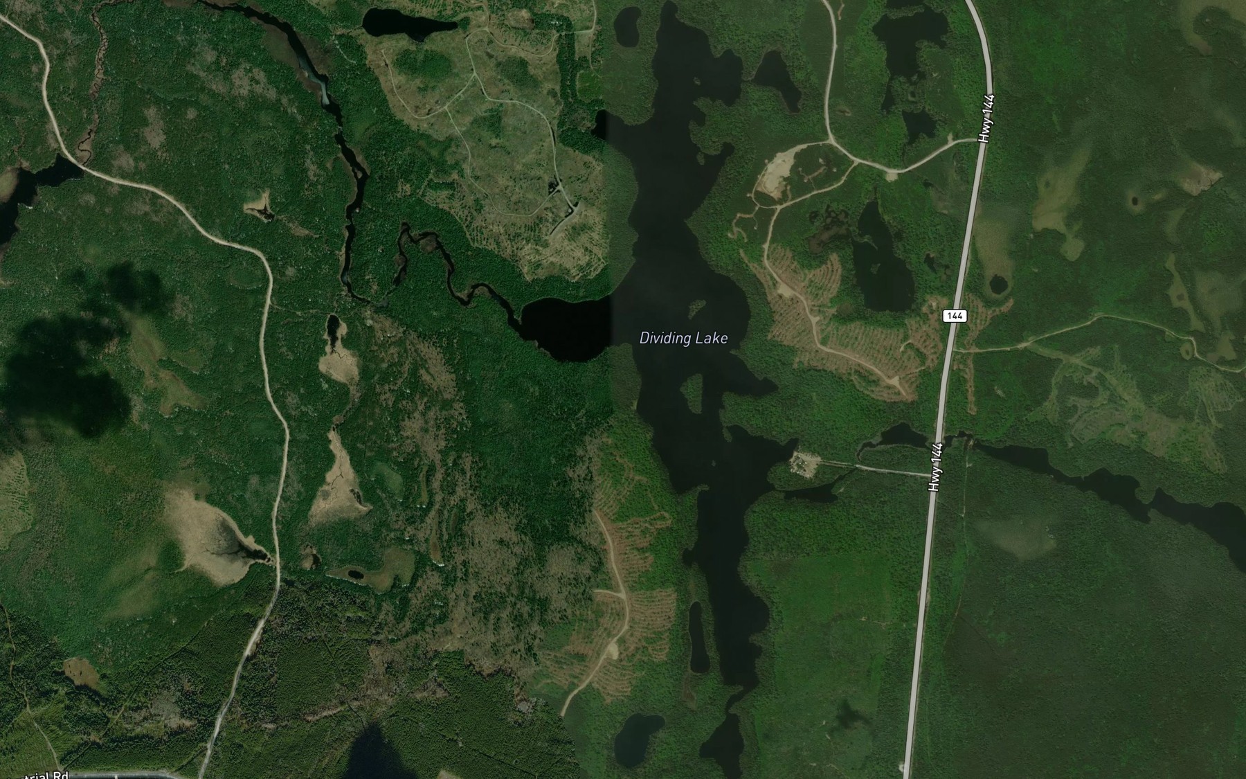 Satellite map of the Dividing Lake