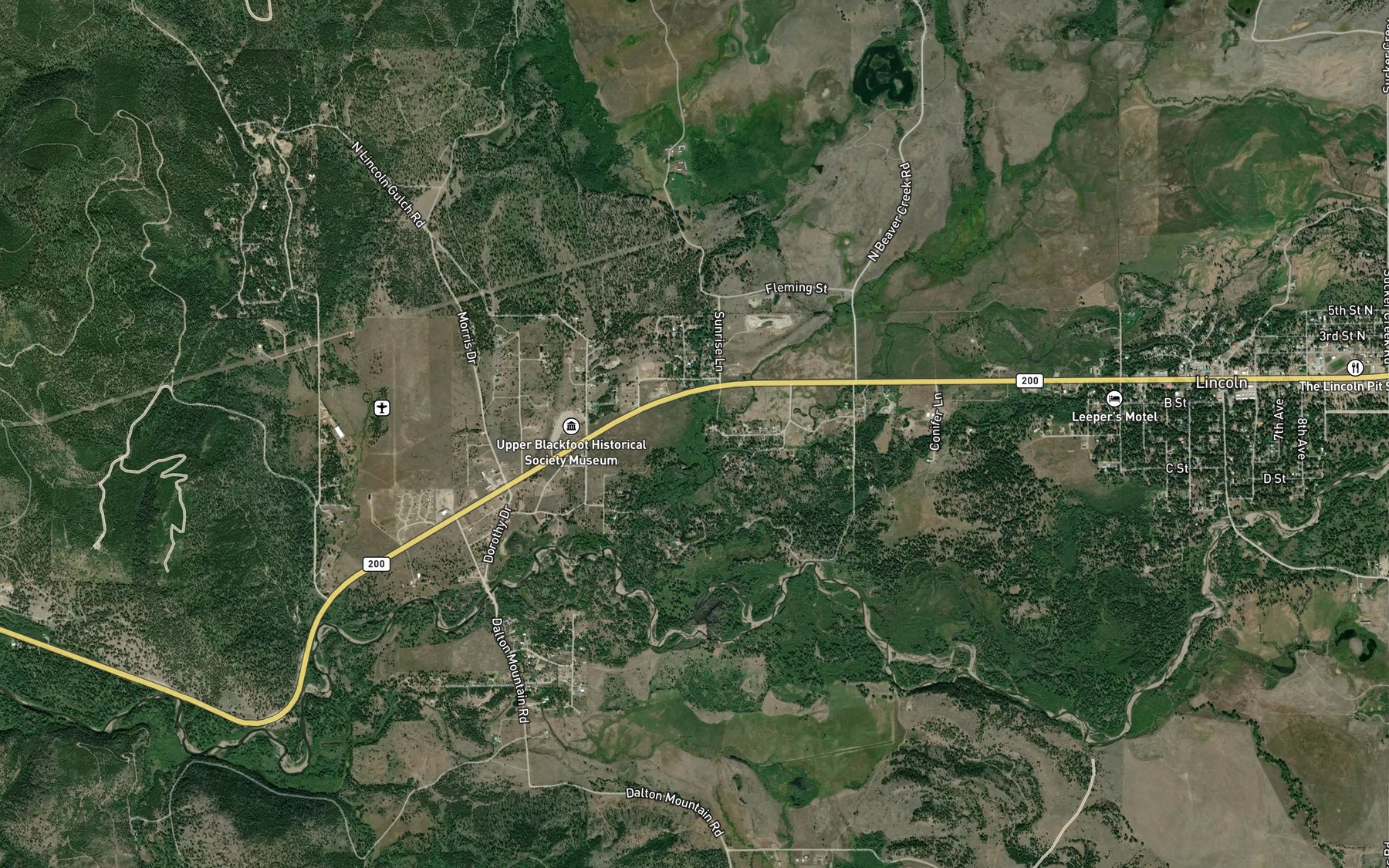 Satellite map of the Beaver Creek