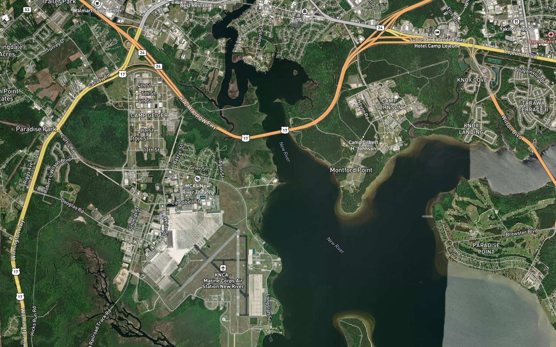 Satellite map of the Stick Creek