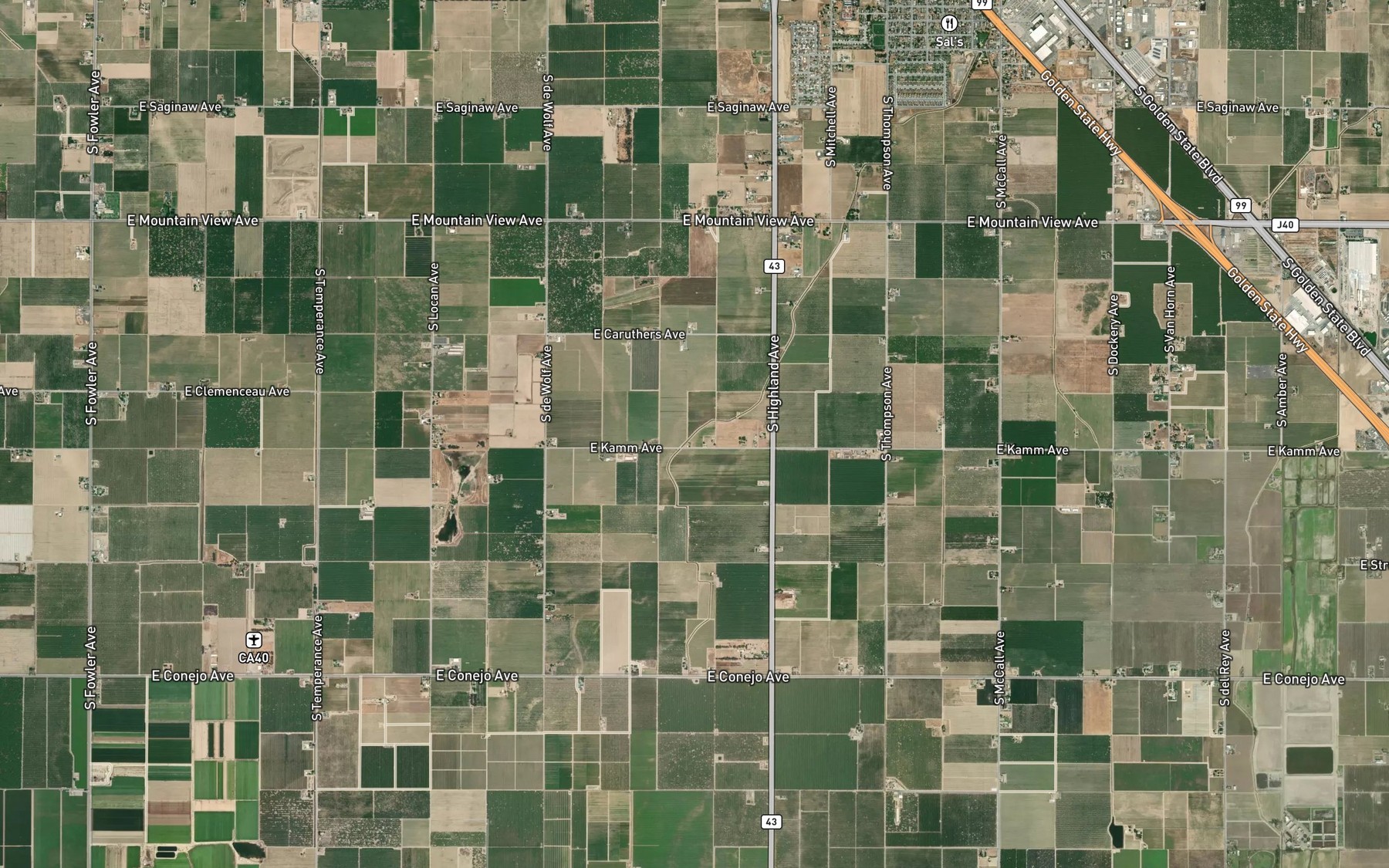 Satellite map of the Selma Branch