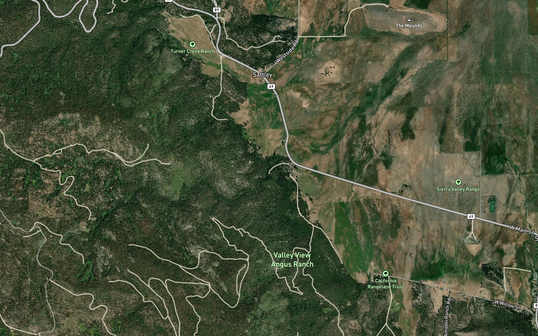 Satellite map of the Berry Creek