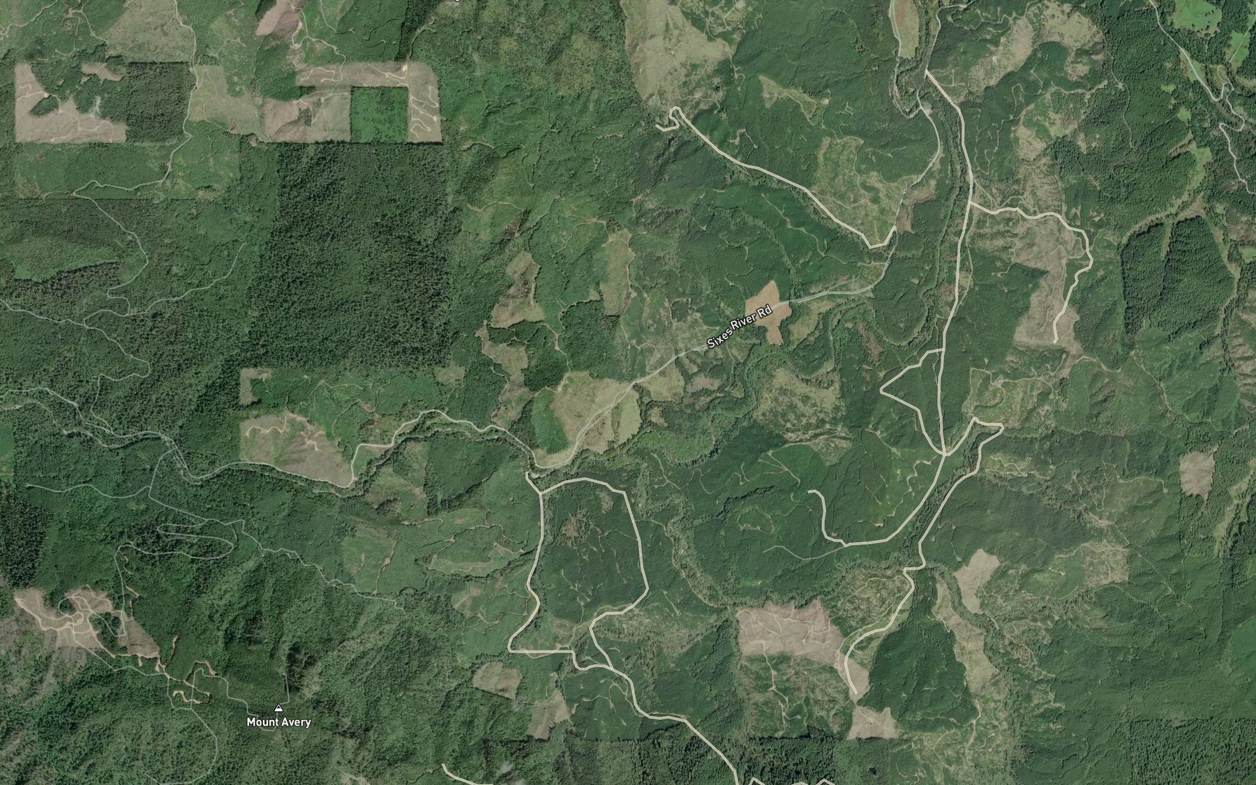 Satellite map of the Sucker Creek