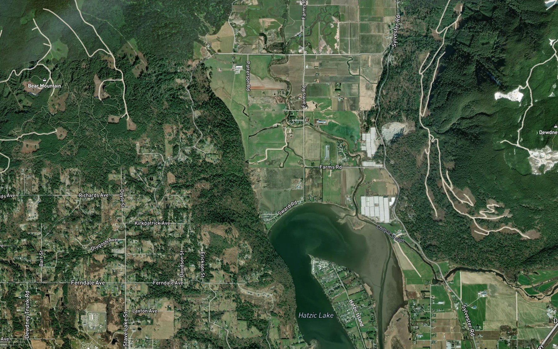 Satellite map of the Hatzic Slough