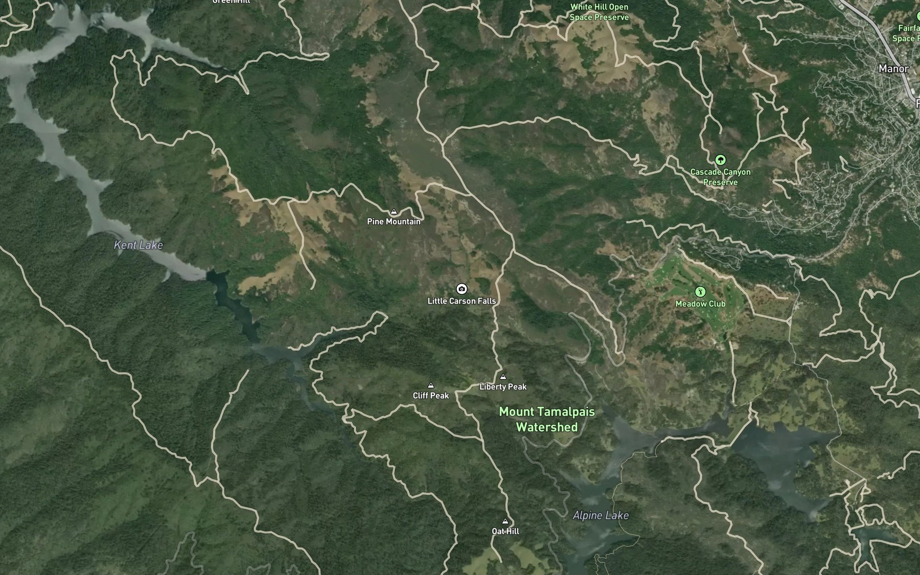 Satellite map of the Carson Falls
