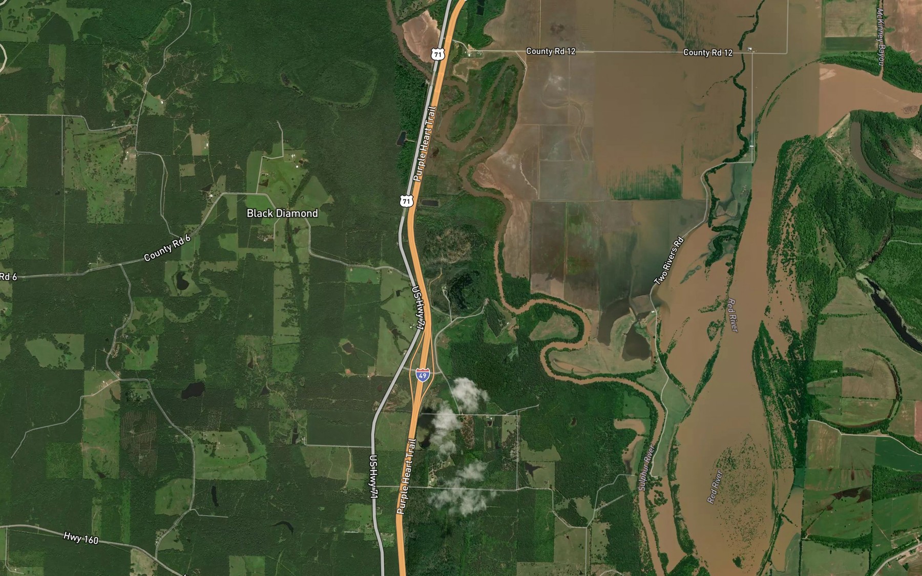 Satellite map of the Kennedy Lake
